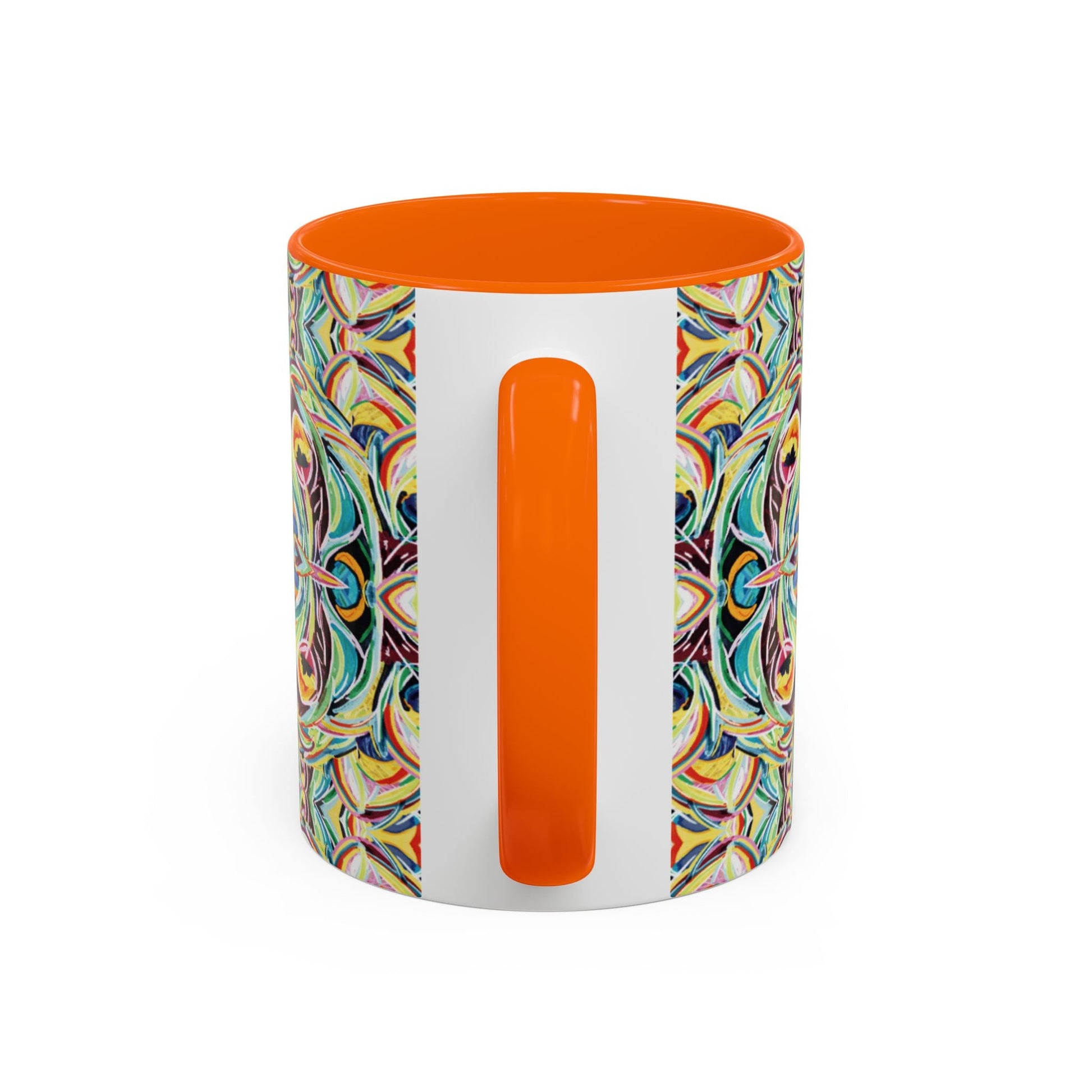 Colorful Mandala Two - Tone Ceramic Mug - 11 oz & 15 oz - Blue Cava