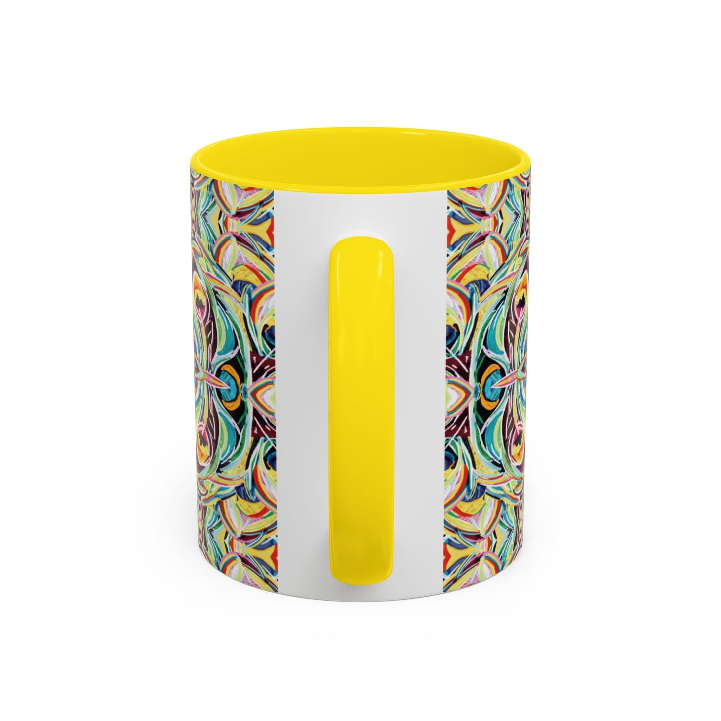 Colorful Mandala Two - Tone Ceramic Mug - 11 oz & 15 oz - Blue Cava