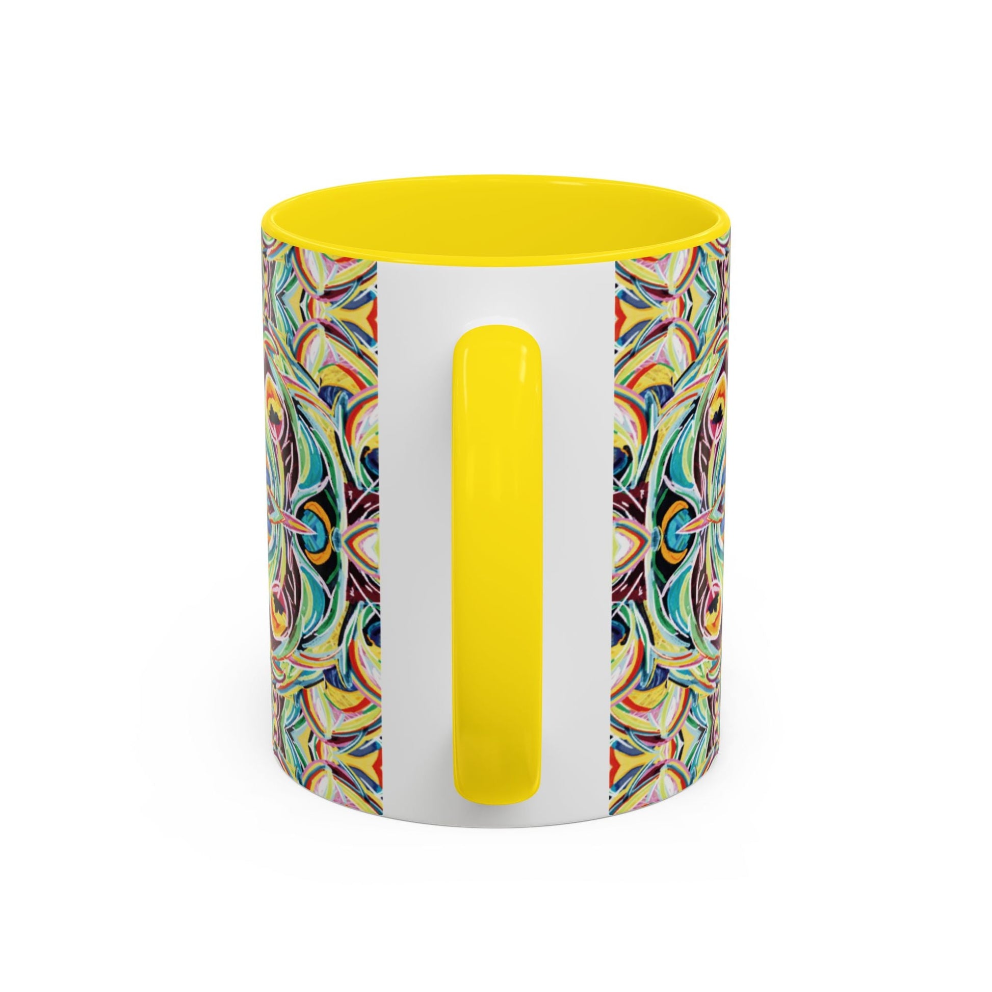 Colorful Mandala Two - Tone Ceramic Mug - 11 oz & 15 oz - Blue Cava