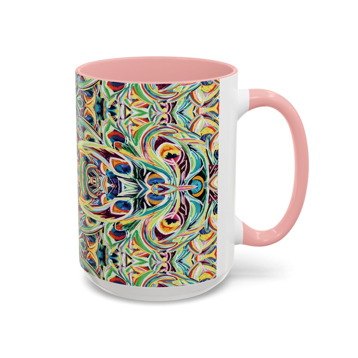 Colorful Mandala Two - Tone Ceramic Mug - 11 oz & 15 oz - Blue Cava