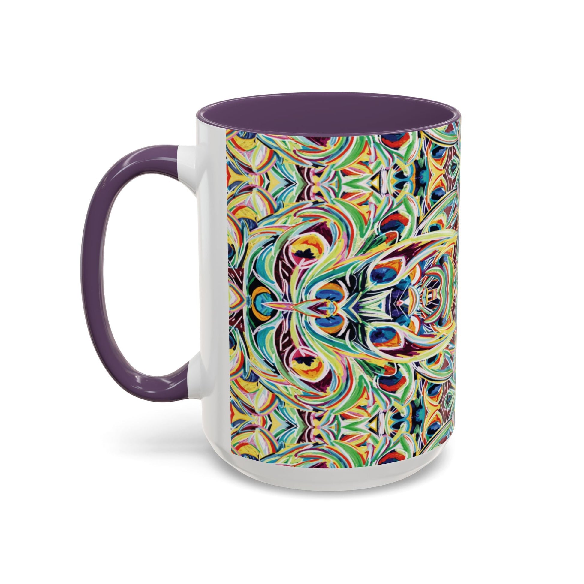 Colorful Mandala Two - Tone Ceramic Mug - 11 oz & 15 oz - Blue Cava