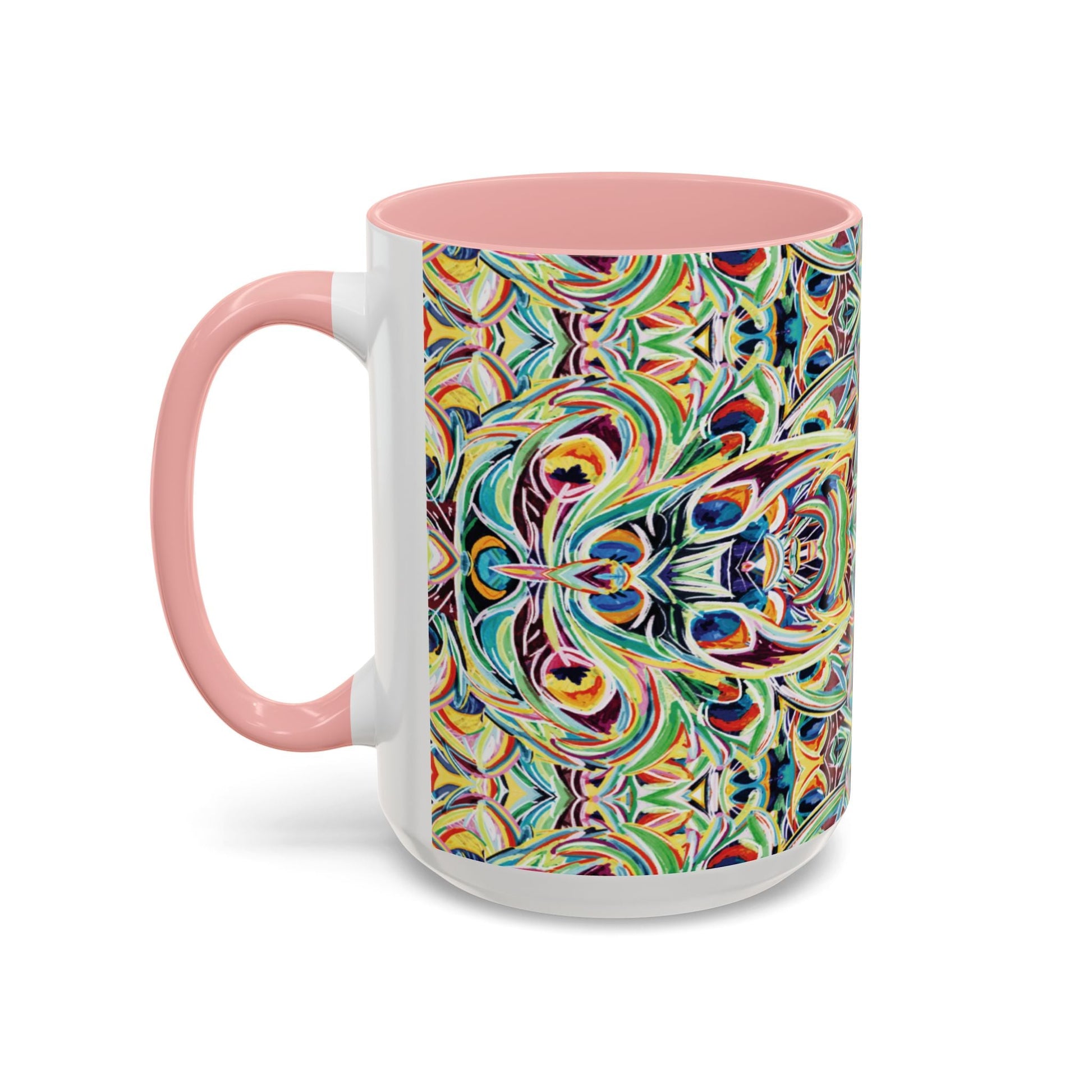 Colorful Mandala Two - Tone Ceramic Mug - 11 oz & 15 oz - Blue Cava