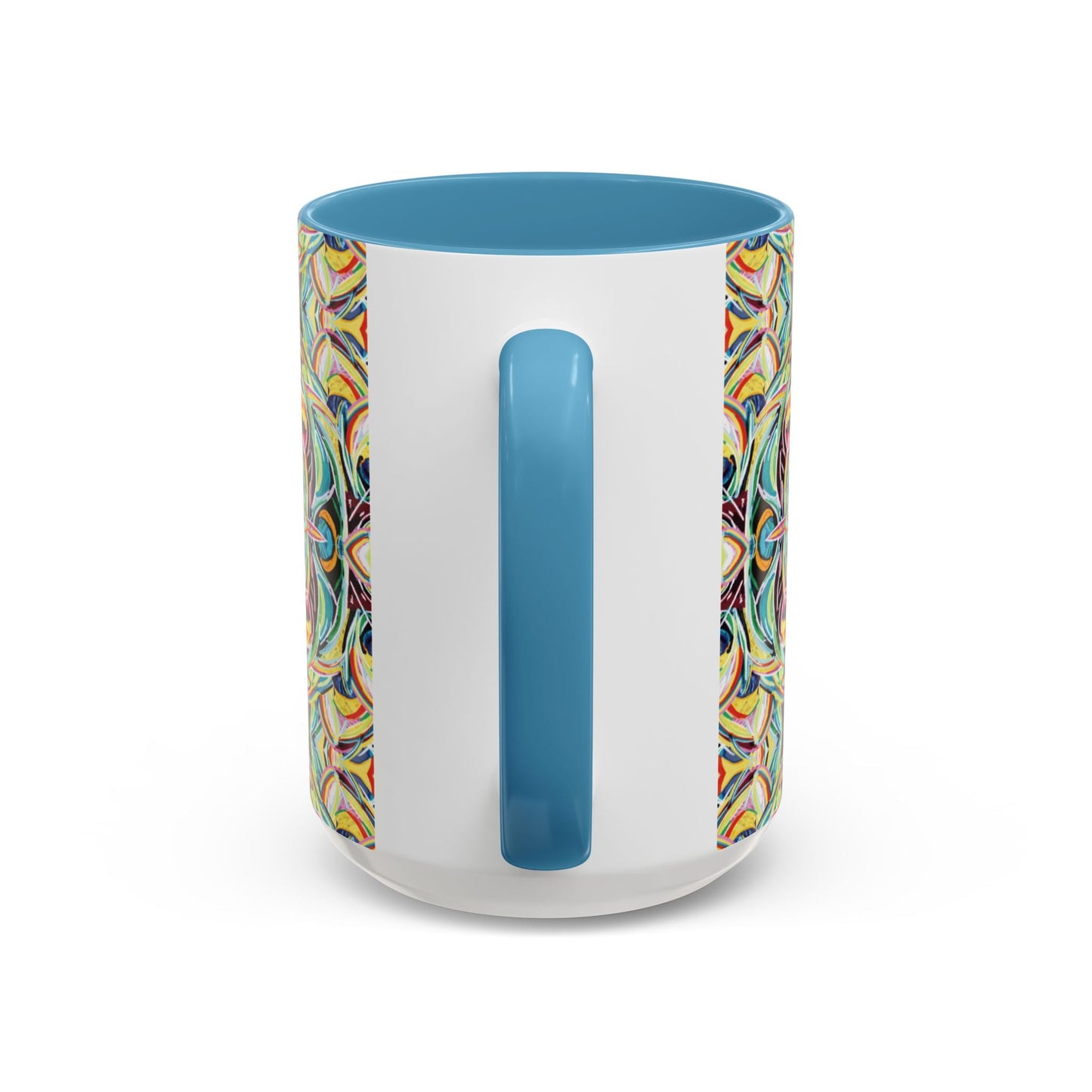 Colorful Mandala Two - Tone Ceramic Mug - 11 oz & 15 oz - Blue Cava