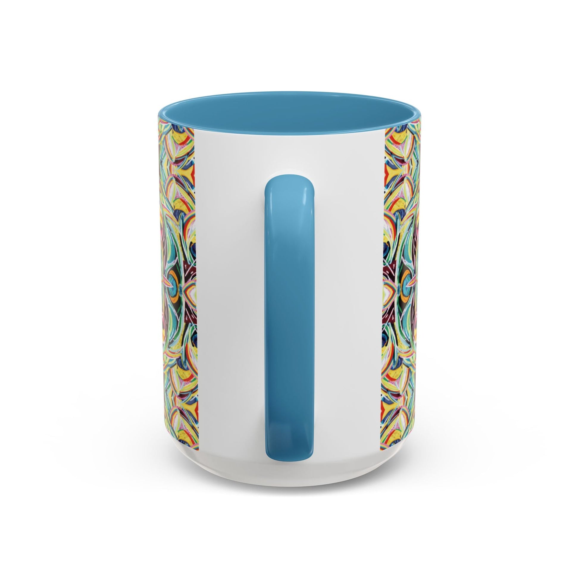Colorful Mandala Two - Tone Ceramic Mug - 11 oz & 15 oz - Blue Cava