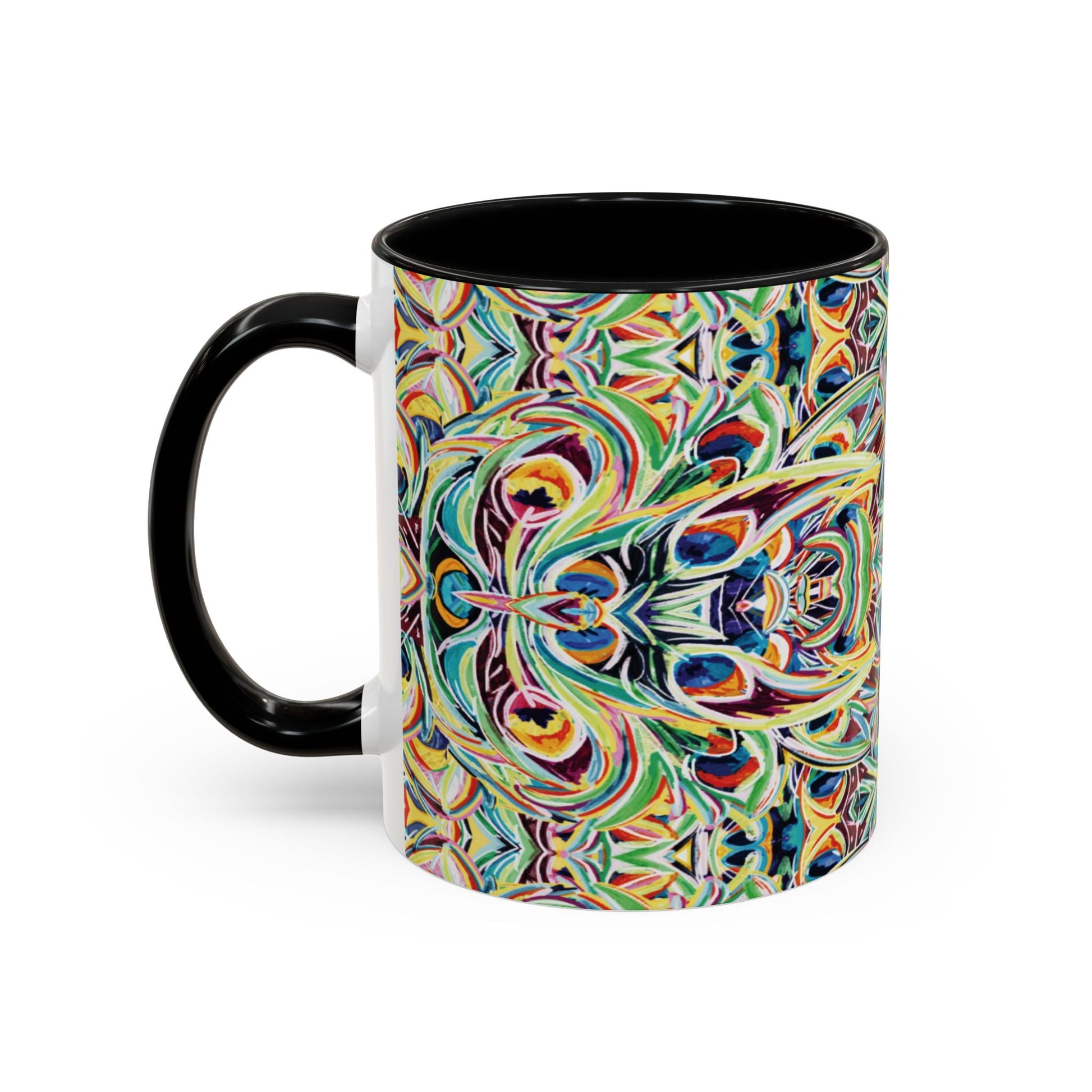 Colorful Mandala Two - Tone Ceramic Mug - 11 oz & 15 oz - Blue Cava