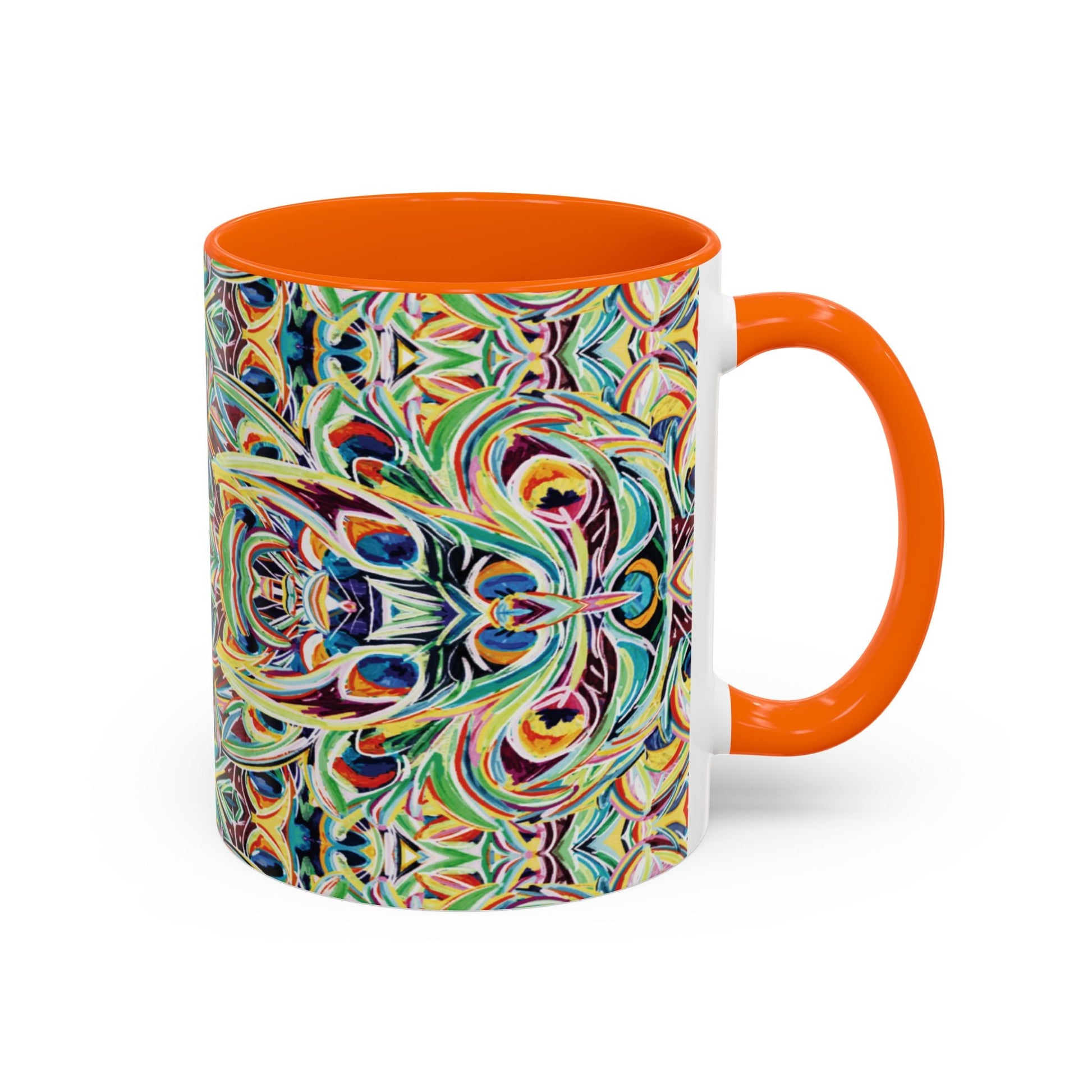 Colorful Mandala Two - Tone Ceramic Mug - 11 oz & 15 oz - Blue Cava