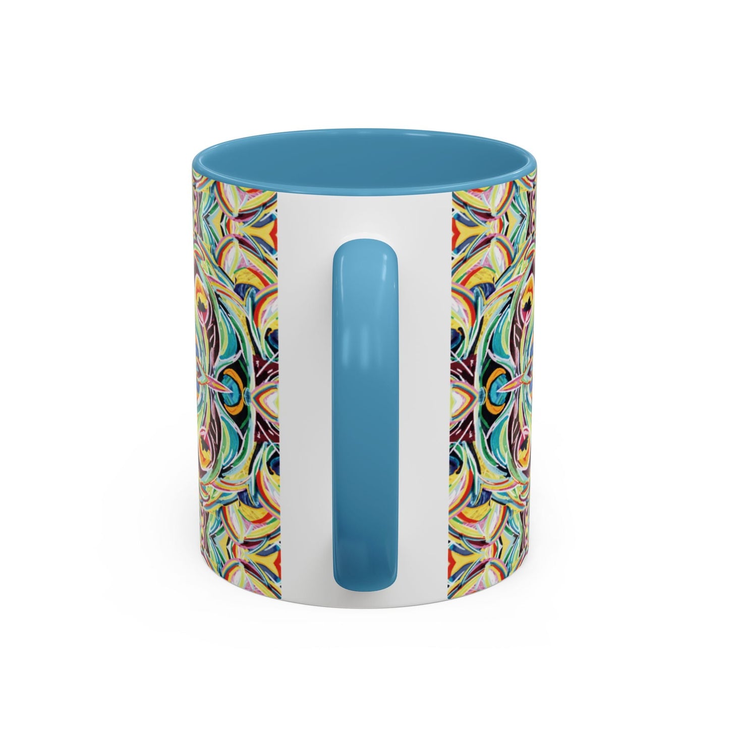 Colorful Mandala Two - Tone Ceramic Mug - 11 oz & 15 oz - Blue Cava