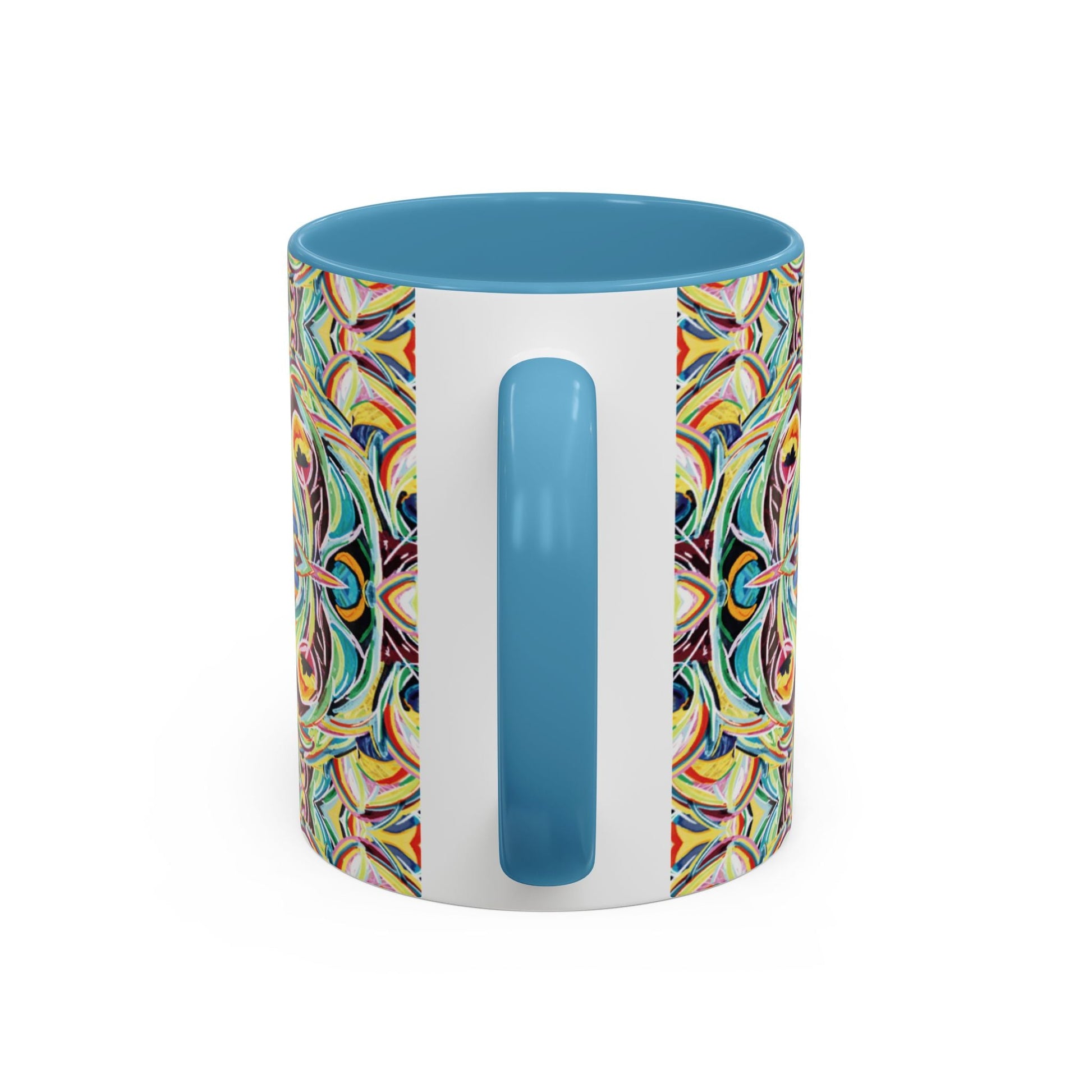 Colorful Mandala Two - Tone Ceramic Mug - 11 oz & 15 oz - Blue Cava