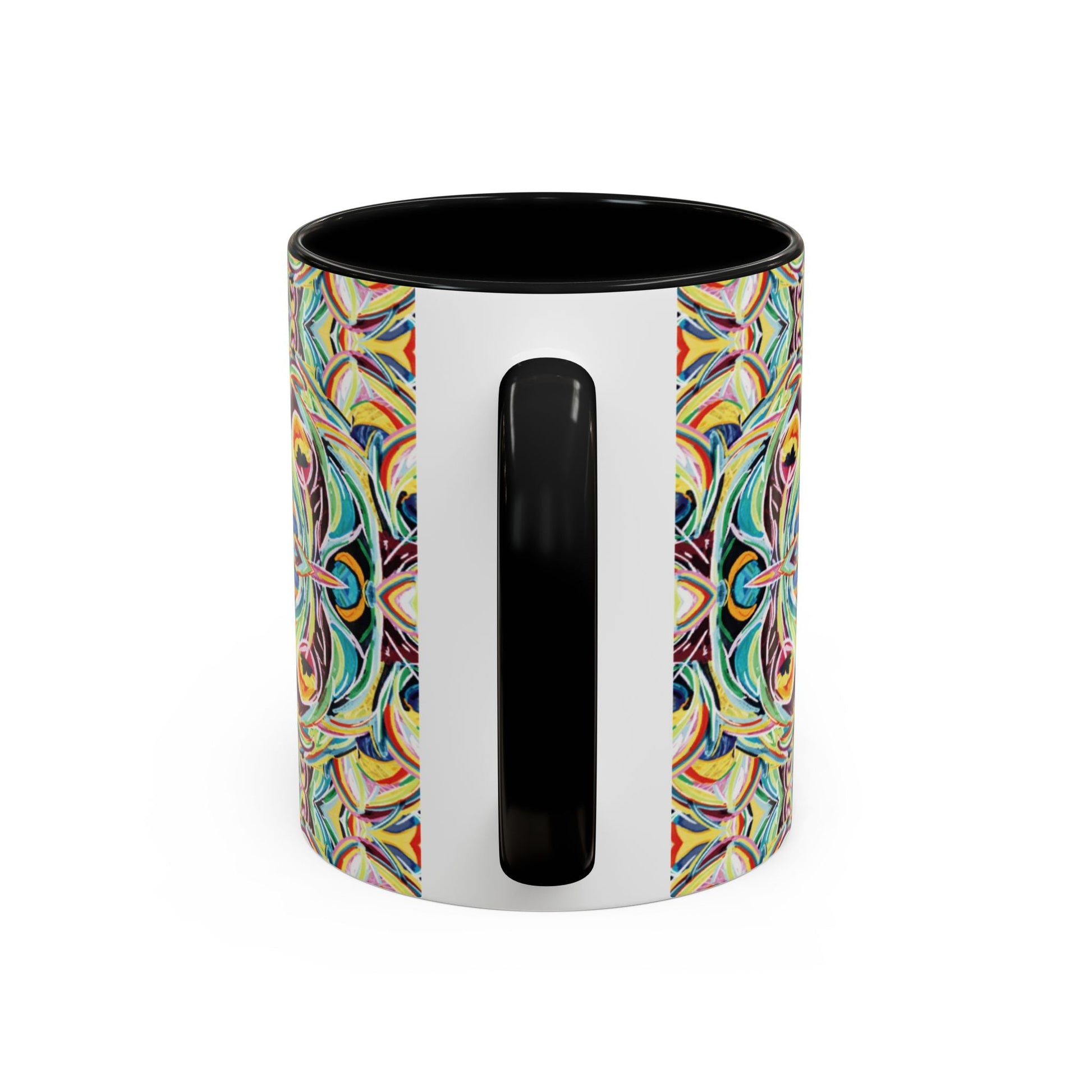 Colorful Mandala Two - Tone Ceramic Mug - 11 oz & 15 oz - Blue Cava