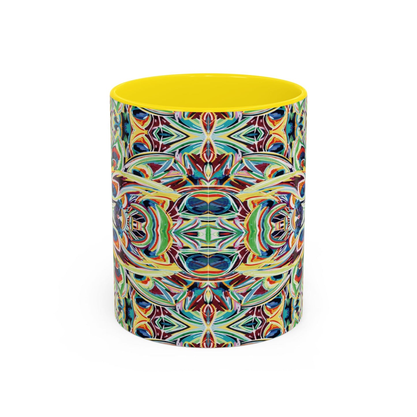Colorful Mandala Two - Tone Ceramic Mug - 11 oz & 15 oz - Blue Cava