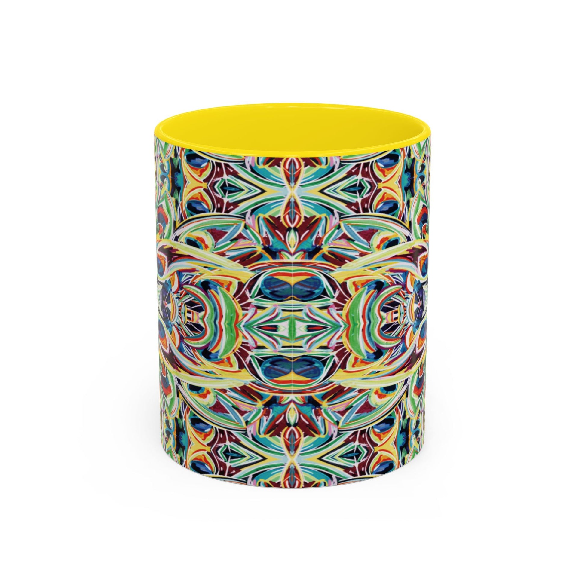 Colorful Mandala Two - Tone Ceramic Mug - 11 oz & 15 oz - Blue Cava