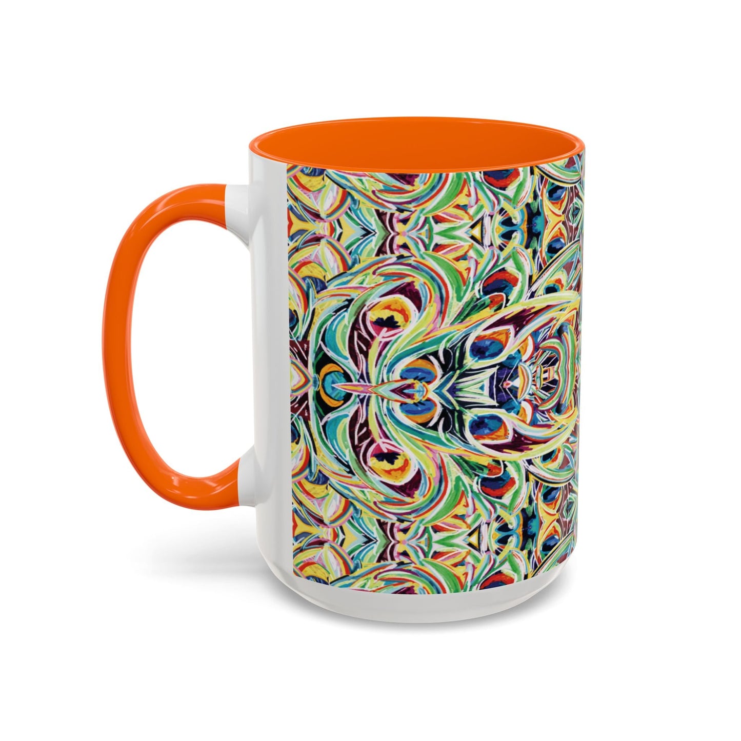 Colorful Mandala Two - Tone Ceramic Mug - 11 oz & 15 oz - Blue Cava