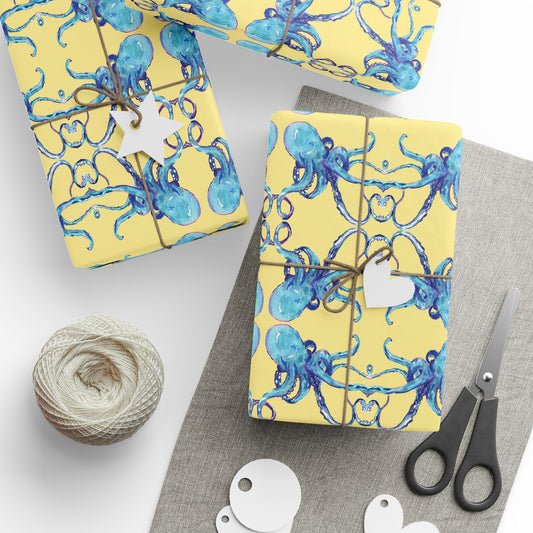 Colorful Octopus Wrapping Paper - Eco - Friendly - Blue Cava