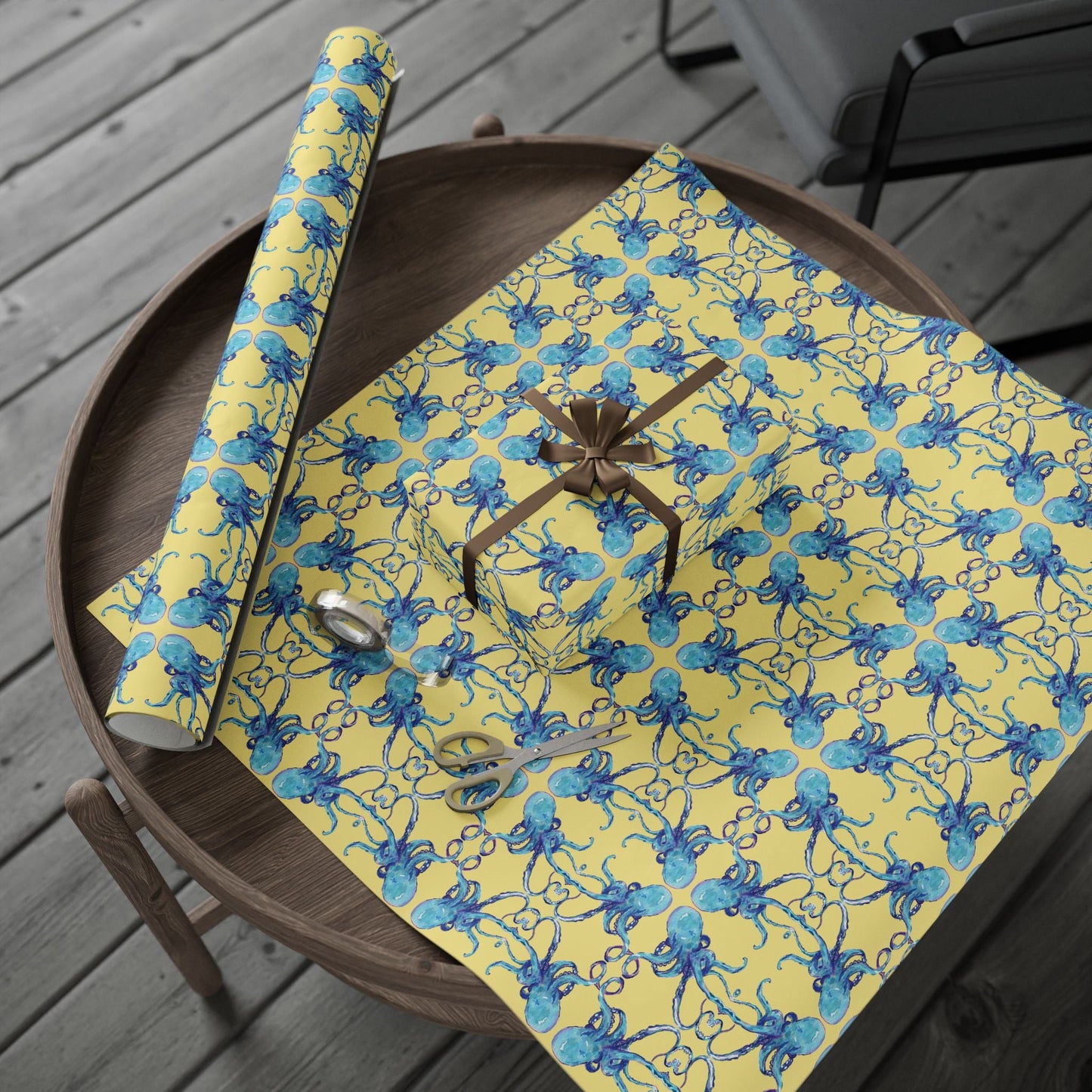 Colorful Octopus Wrapping Paper - Eco - Friendly - Blue Cava