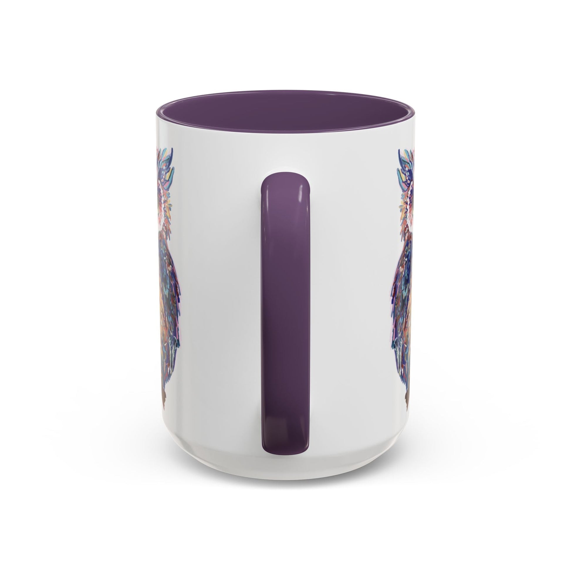 Colorful Owl Accent Coffee Mug - Unique 11oz & 15oz Gift for Nature Lovers - Blue Cava