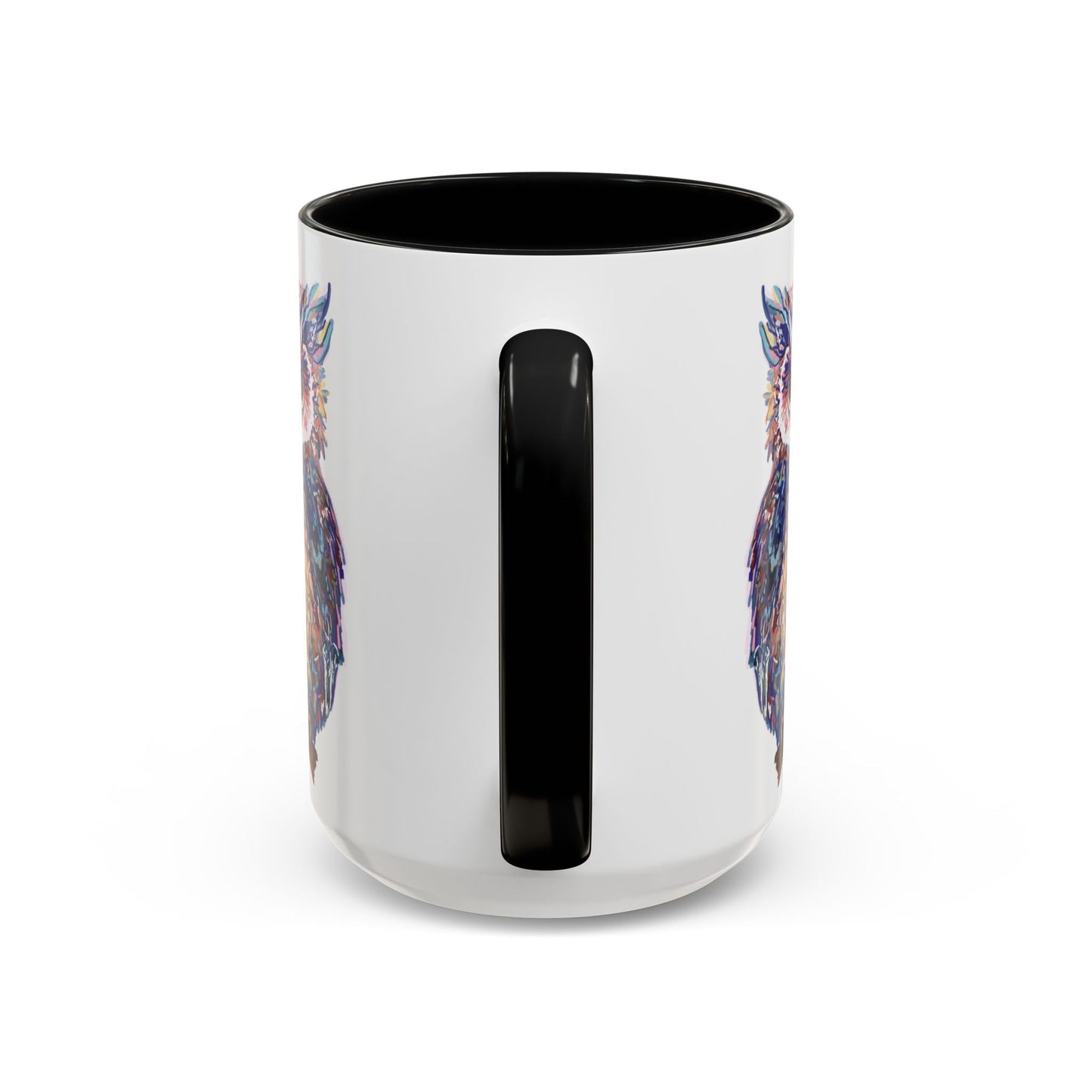 Colorful Owl Accent Coffee Mug - Unique 11oz & 15oz Gift for Nature Lovers - Blue Cava