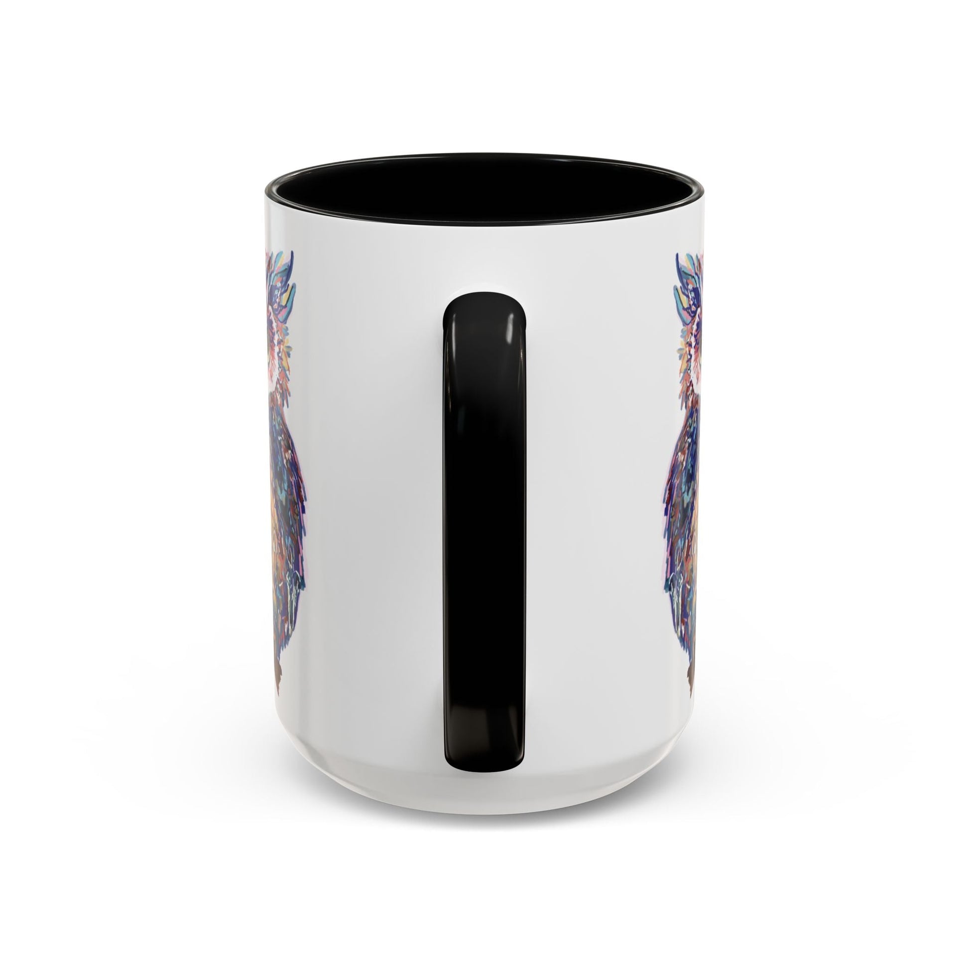 Colorful Owl Accent Coffee Mug - Unique 11oz & 15oz Gift for Nature Lovers - Blue Cava