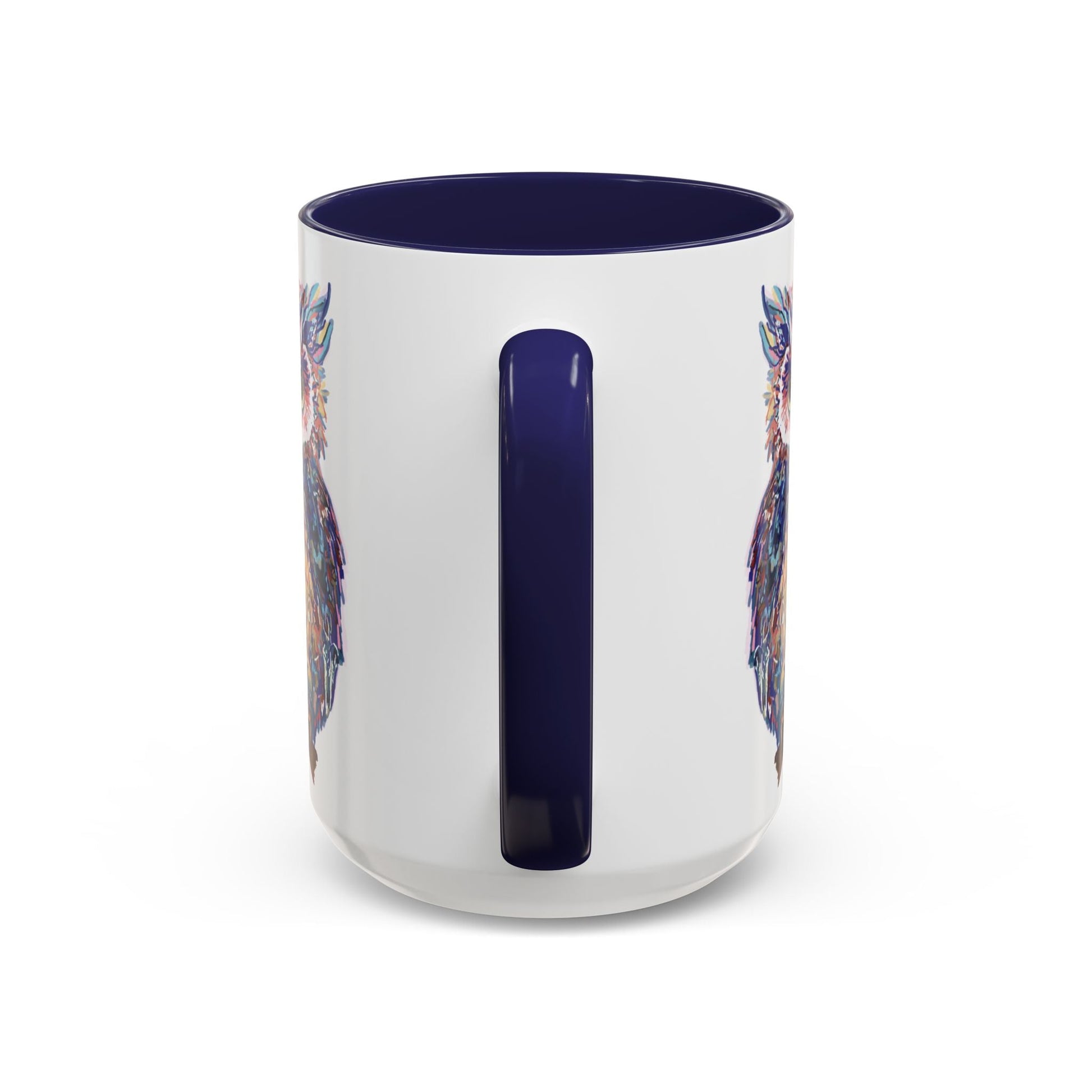 Colorful Owl Accent Coffee Mug - Unique 11oz & 15oz Gift for Nature Lovers - Blue Cava