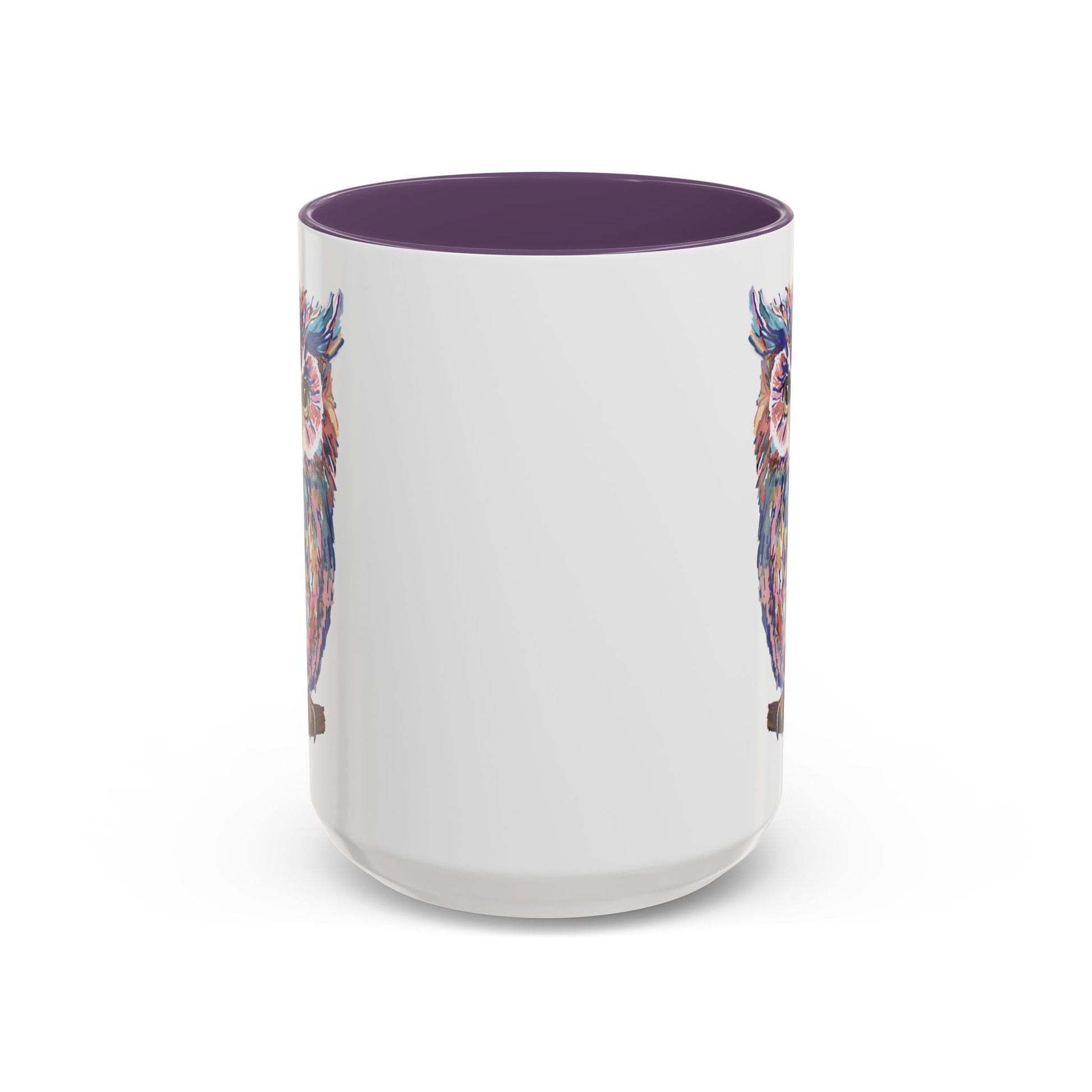 Colorful Owl Accent Coffee Mug - Unique 11oz & 15oz Gift for Nature Lovers - Blue Cava