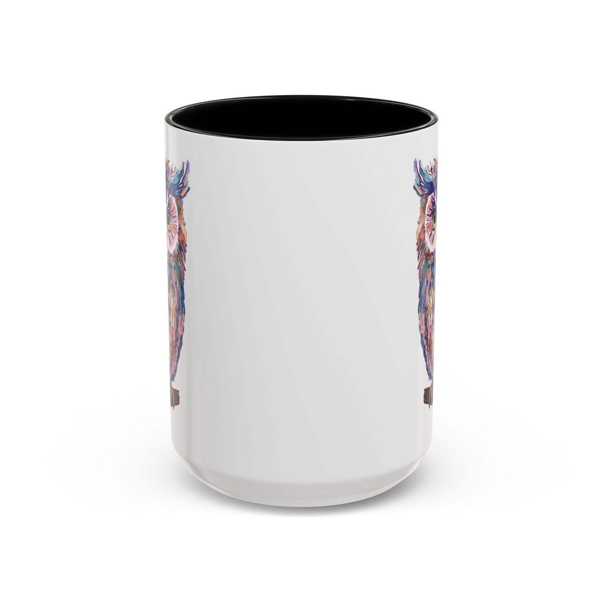 Colorful Owl Accent Coffee Mug - Unique 11oz & 15oz Gift for Nature Lovers - Blue Cava