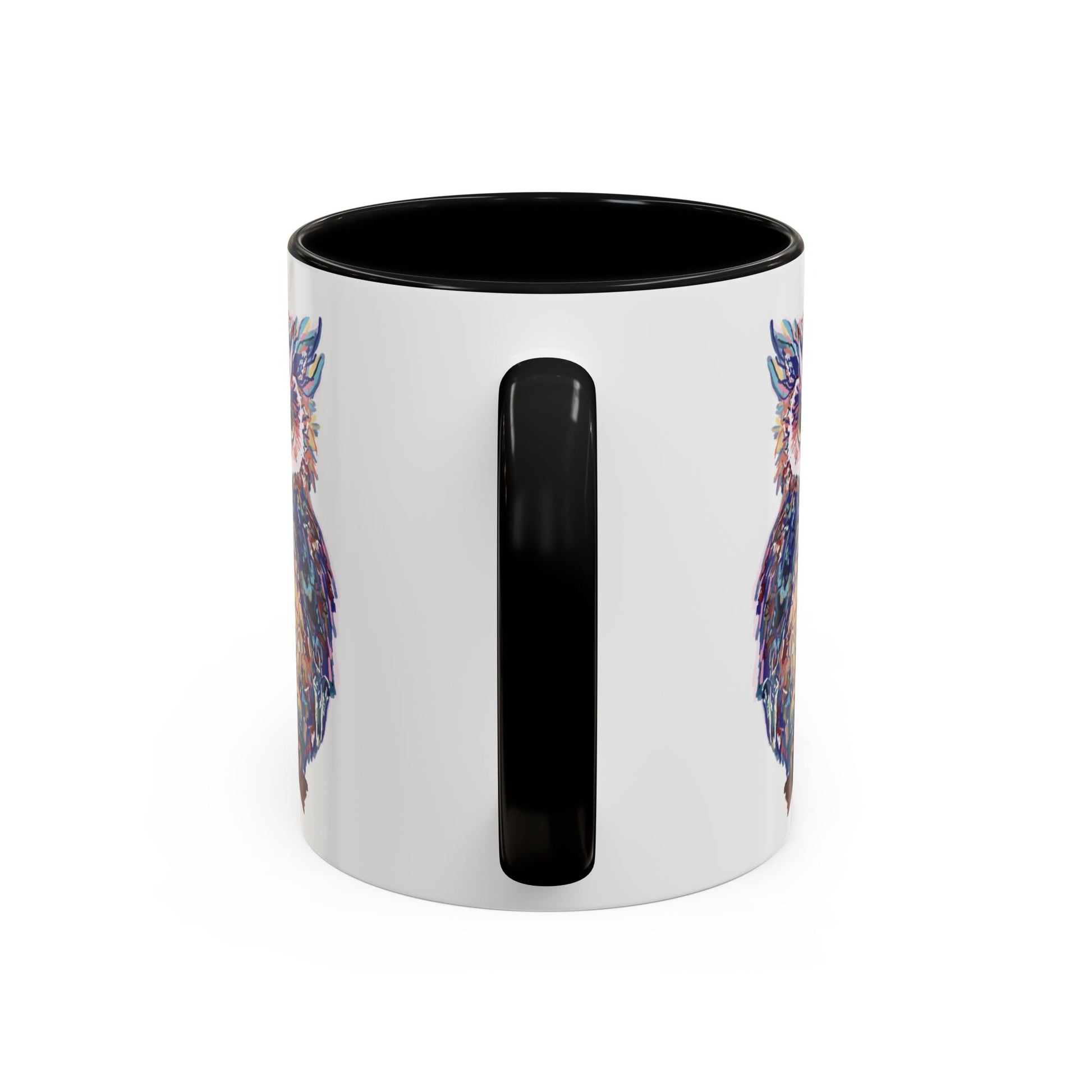 Colorful Owl Accent Coffee Mug - Unique 11oz & 15oz Gift for Nature Lovers - Blue Cava