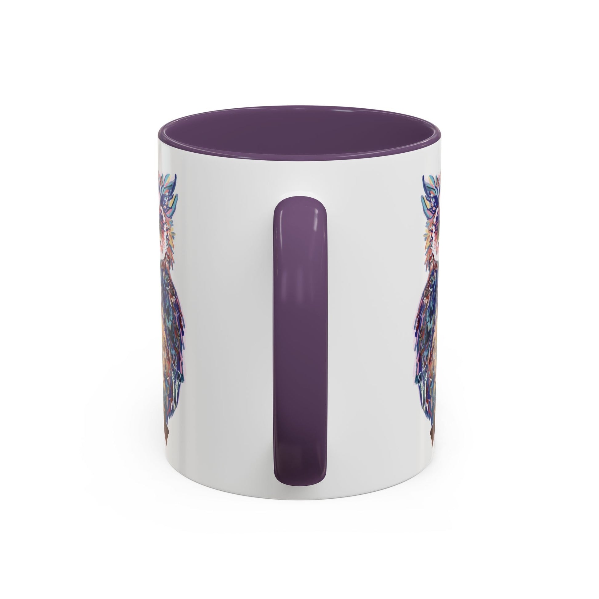Colorful Owl Accent Coffee Mug - Unique 11oz & 15oz Gift for Nature Lovers - Blue Cava