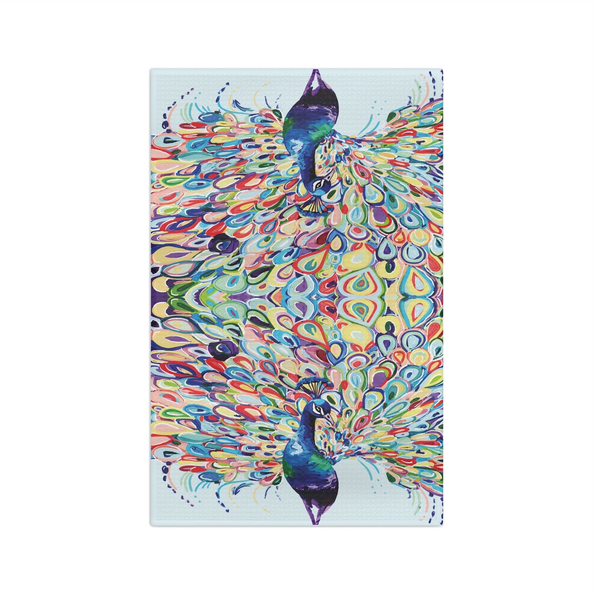 Colorful Peacock Microfiber Waffle Towel - Blue Cava
