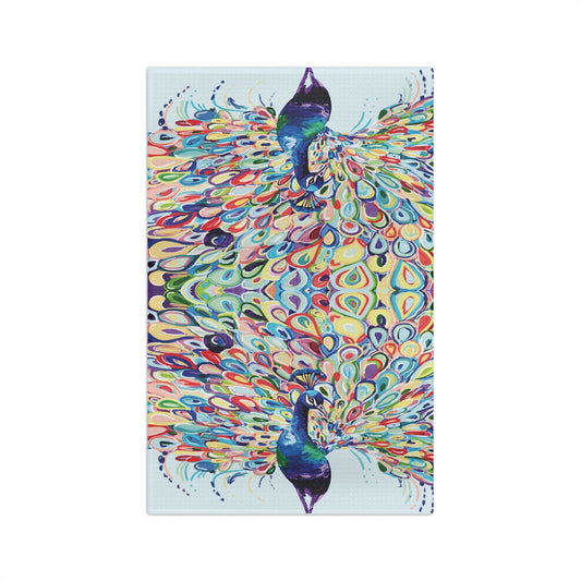 Colorful Peacock Microfiber Waffle Towel - Blue Cava