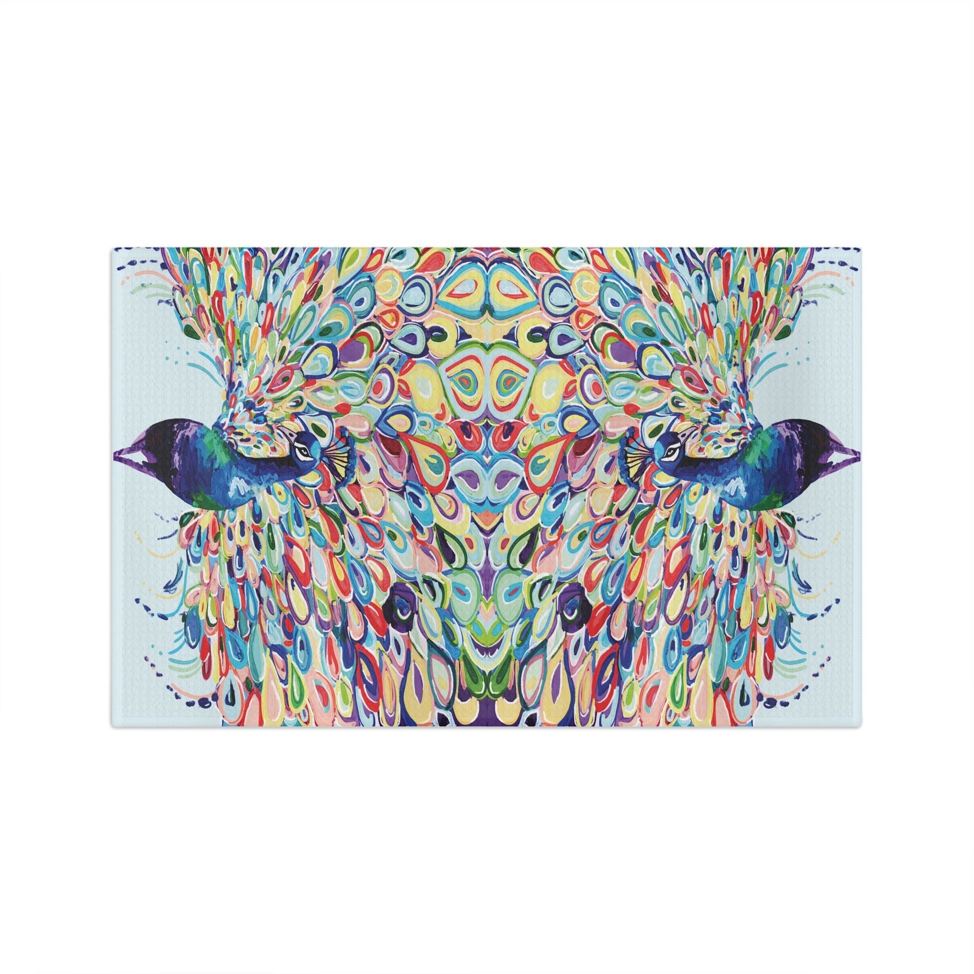 Colorful Peacock Microfiber Waffle Towel - Blue Cava