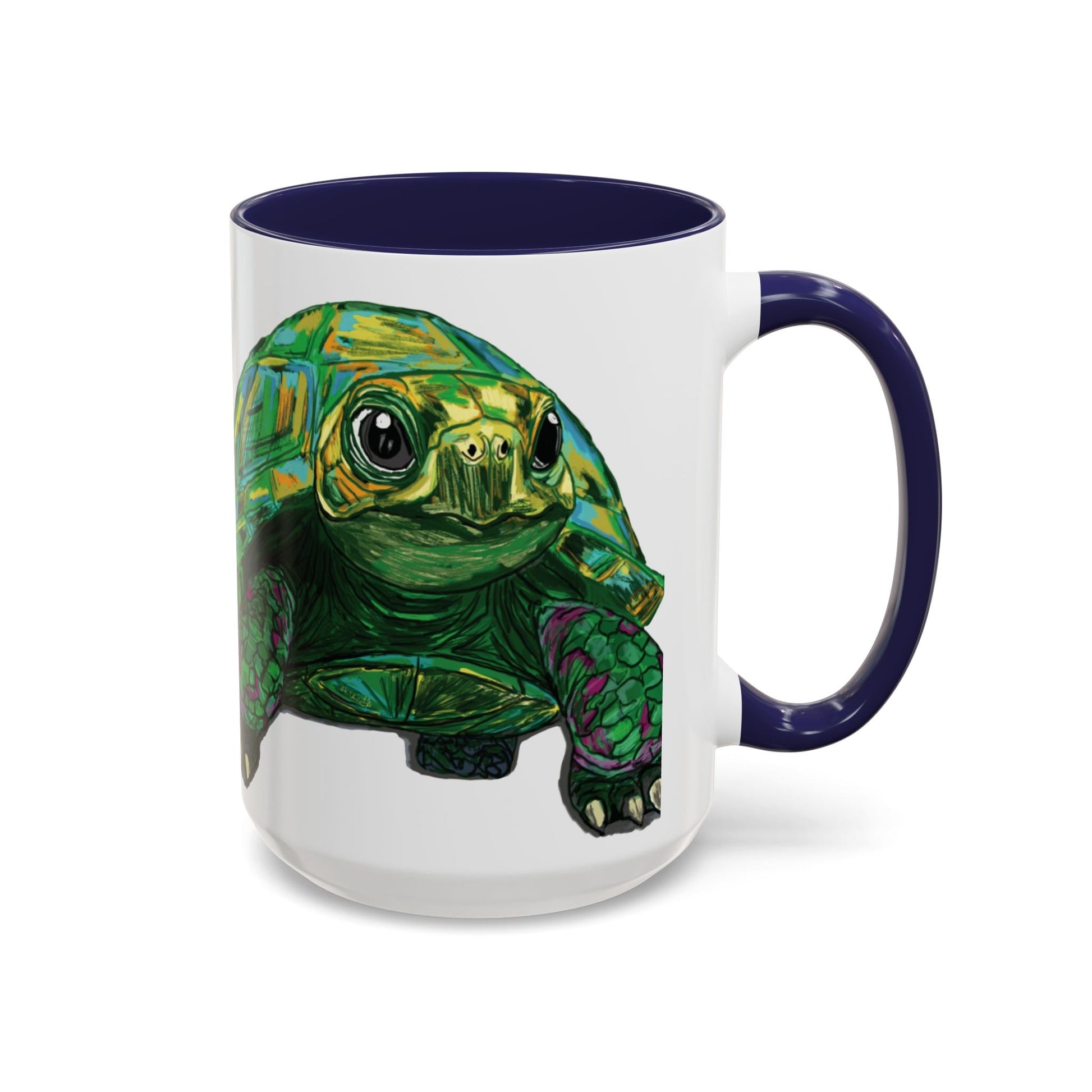 Colorful Sea Turtle Accent Coffee Mug - Unique 11oz & 15oz - Blue Cava