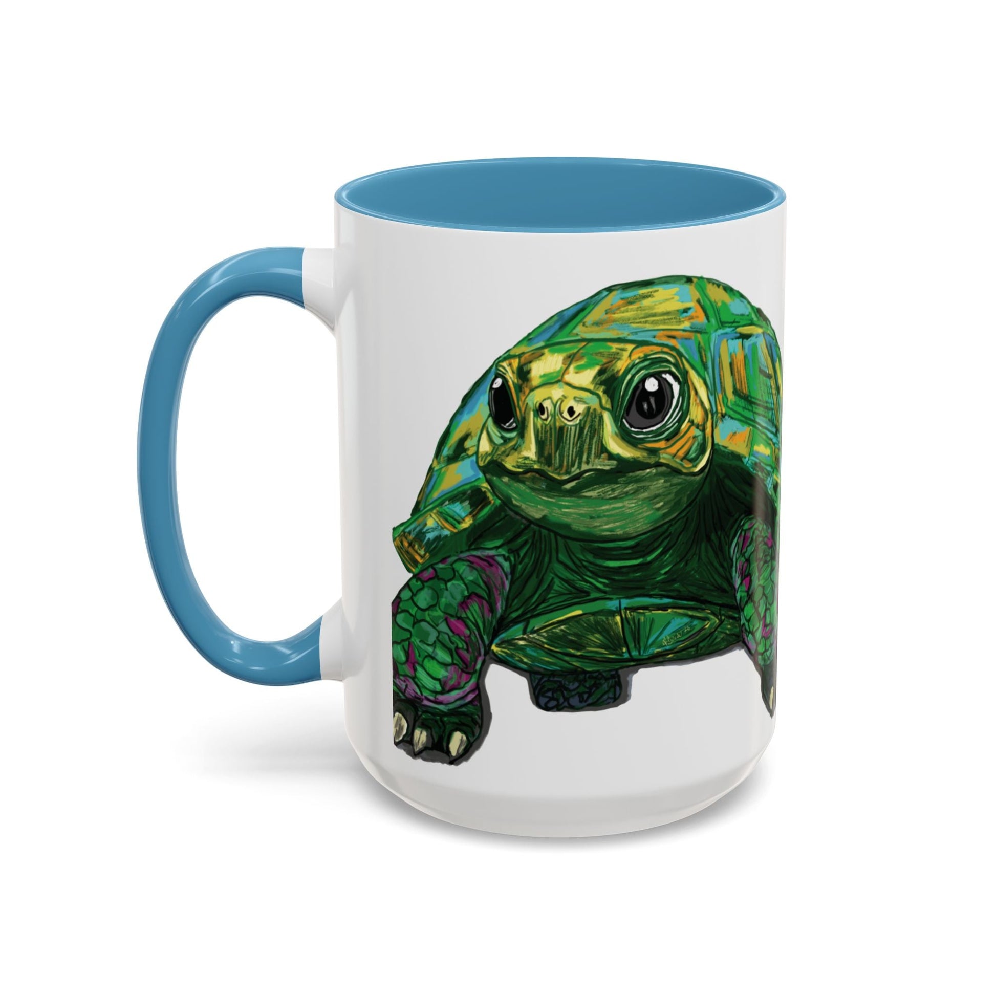 Colorful Sea Turtle Accent Coffee Mug - Unique 11oz & 15oz - Blue Cava