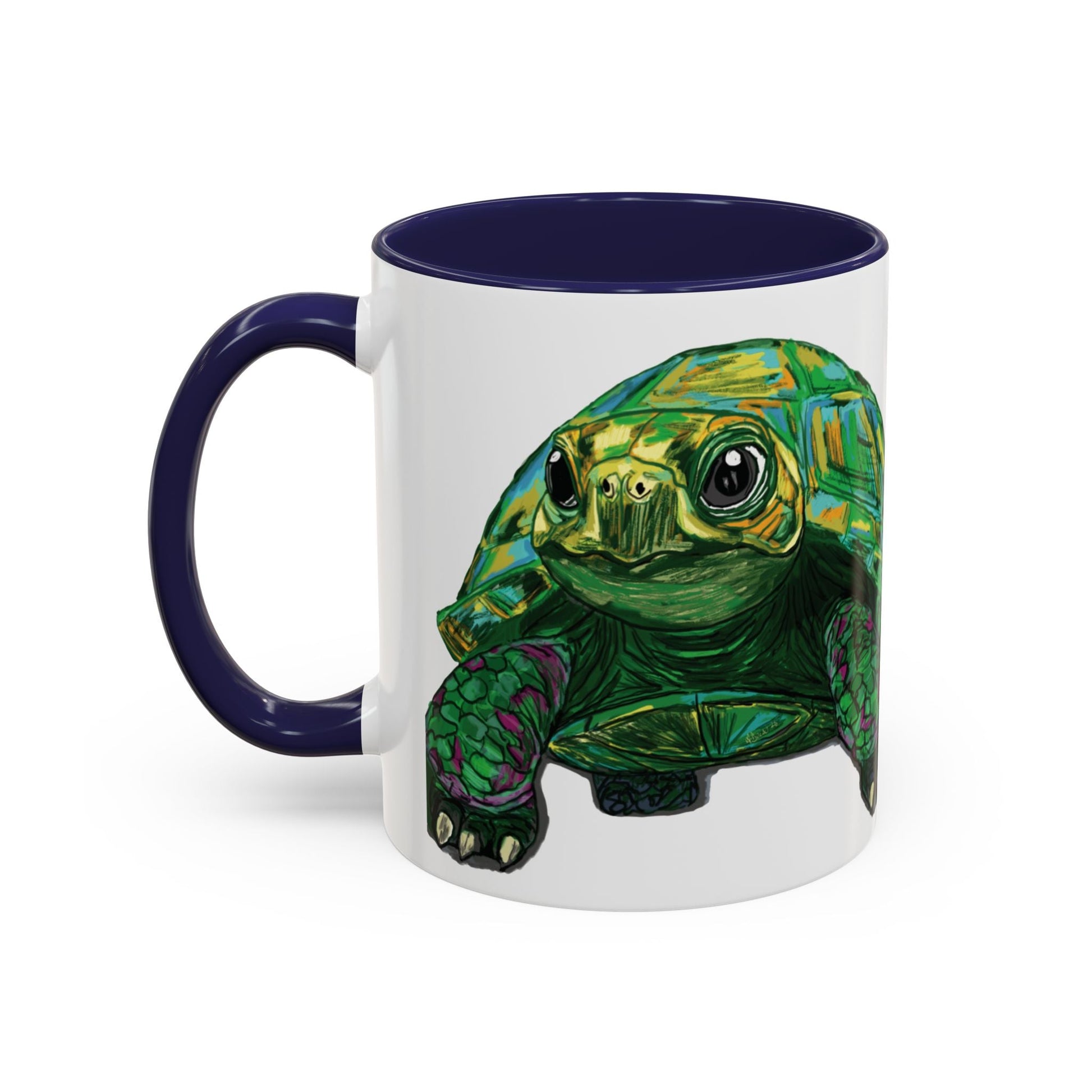 Colorful Sea Turtle Accent Coffee Mug - Unique 11oz & 15oz - Blue Cava