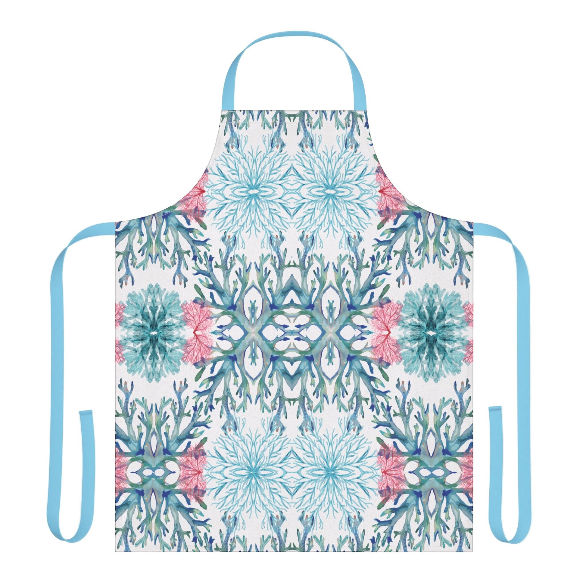 Coral Patterned Apron with 5 - Color Straps - Blue Cava