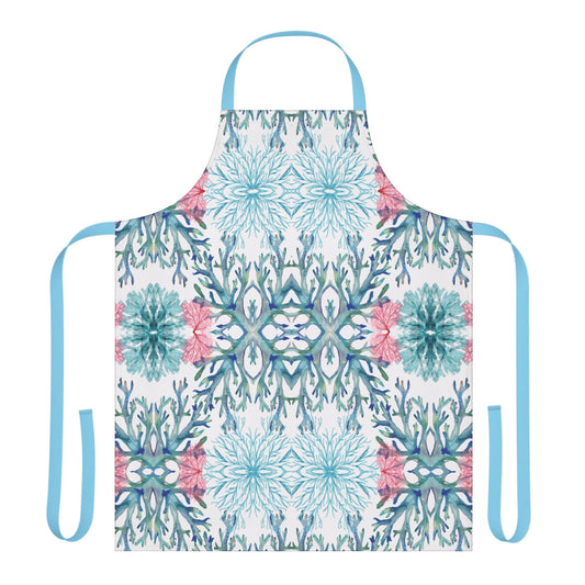 Coral Patterned Apron with 5 - Color Straps - Blue Cava