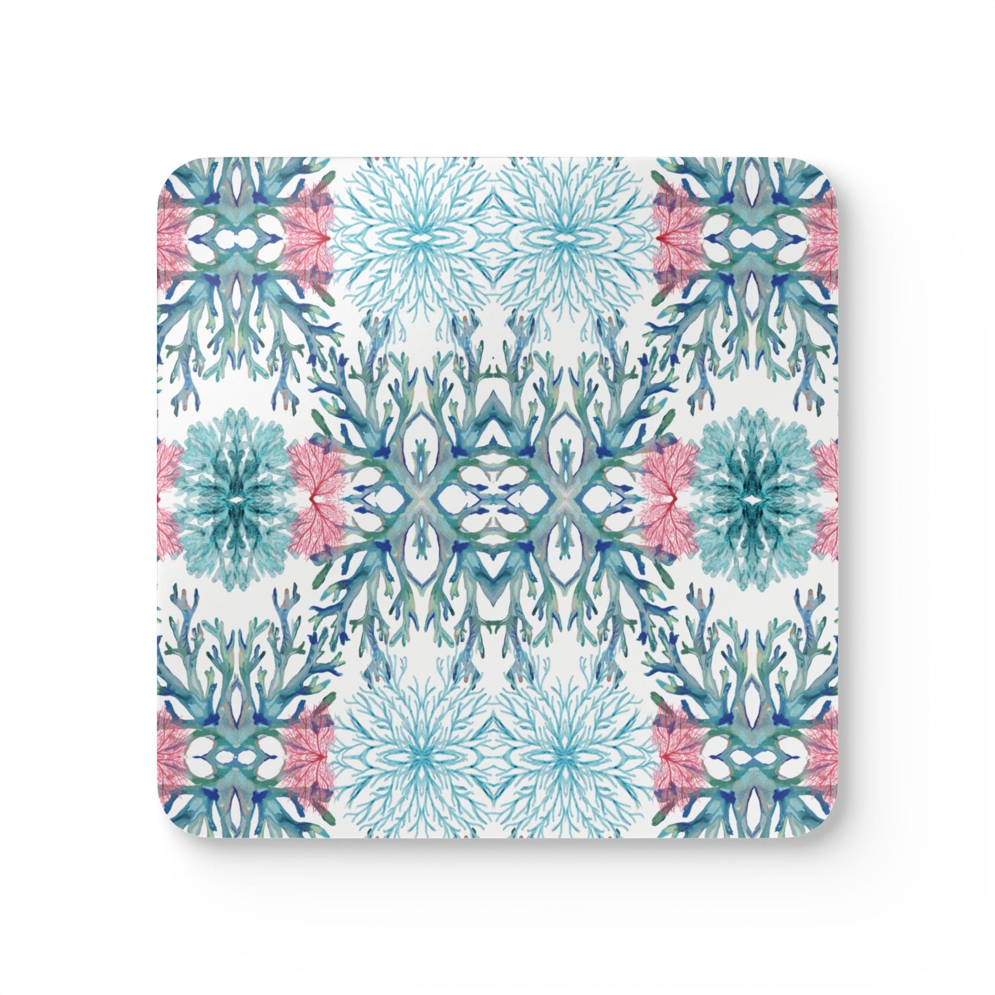 Coral Reef Cork Coaster Set - Eco - Friendly Drink Coasters for Beach Lovers - Blue Cava