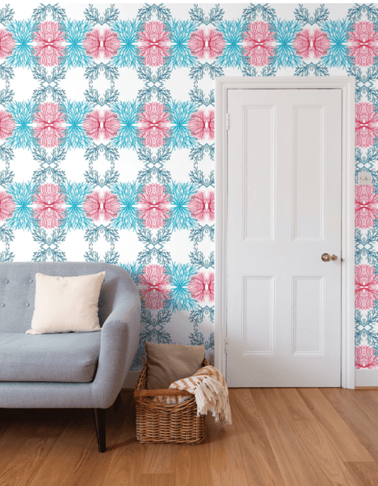 Coral Seaweed Wallpaper - Blue Cava