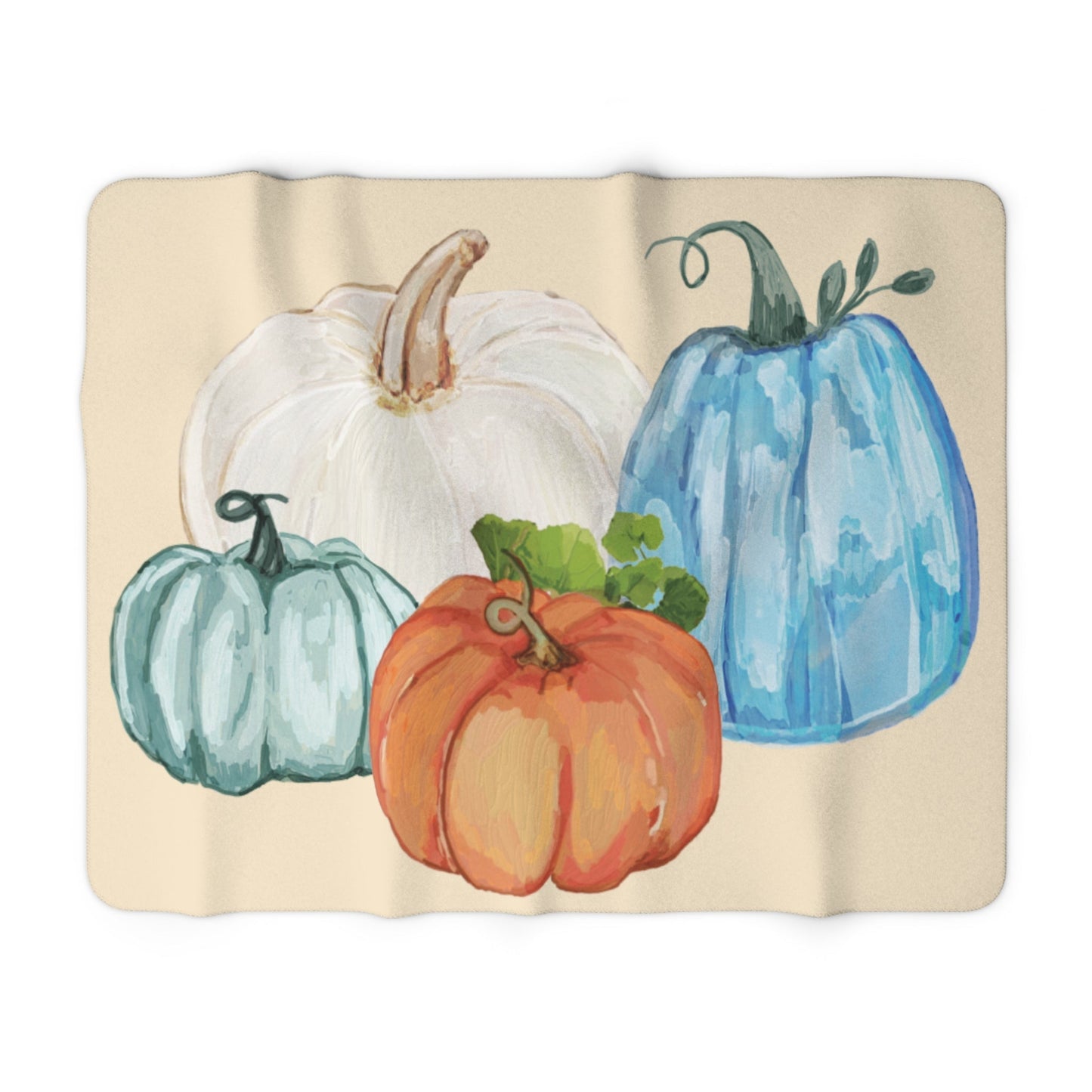 Cozy Fall Pumpkin Sherpa Fleece Blanket with Pumpkin Design, Autumn Home Decor, Gift for Thanksgiving, Seasonal Throw Blanket, Halloween [...] - Blue Cava