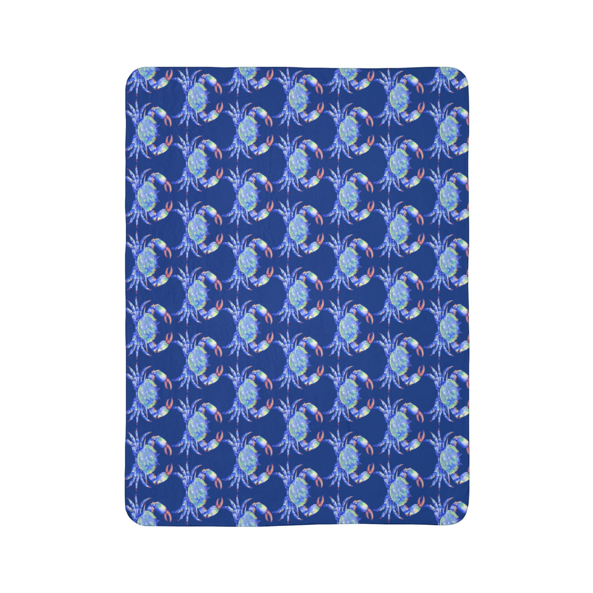 Cozy Fleece Sherpa Coastal Blue Crab Blanket - Blue Cava