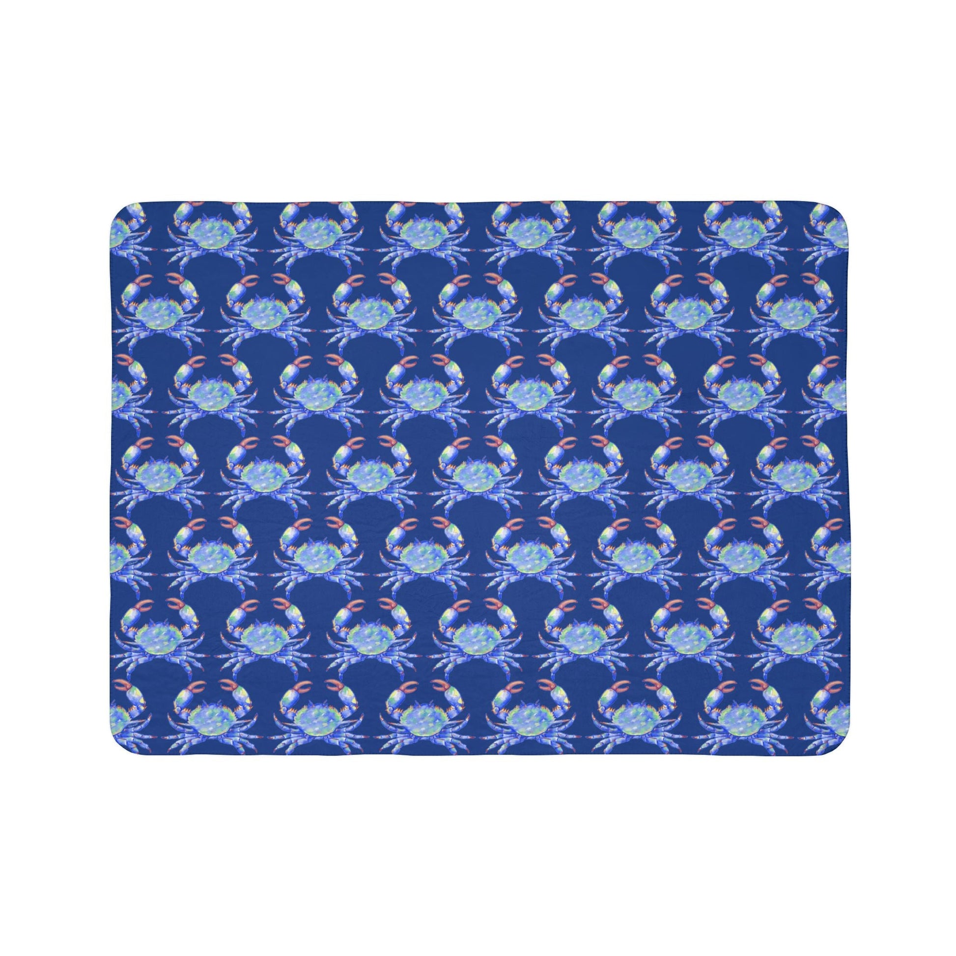 Cozy Fleece Sherpa Coastal Blue Crab Blanket - Blue Cava