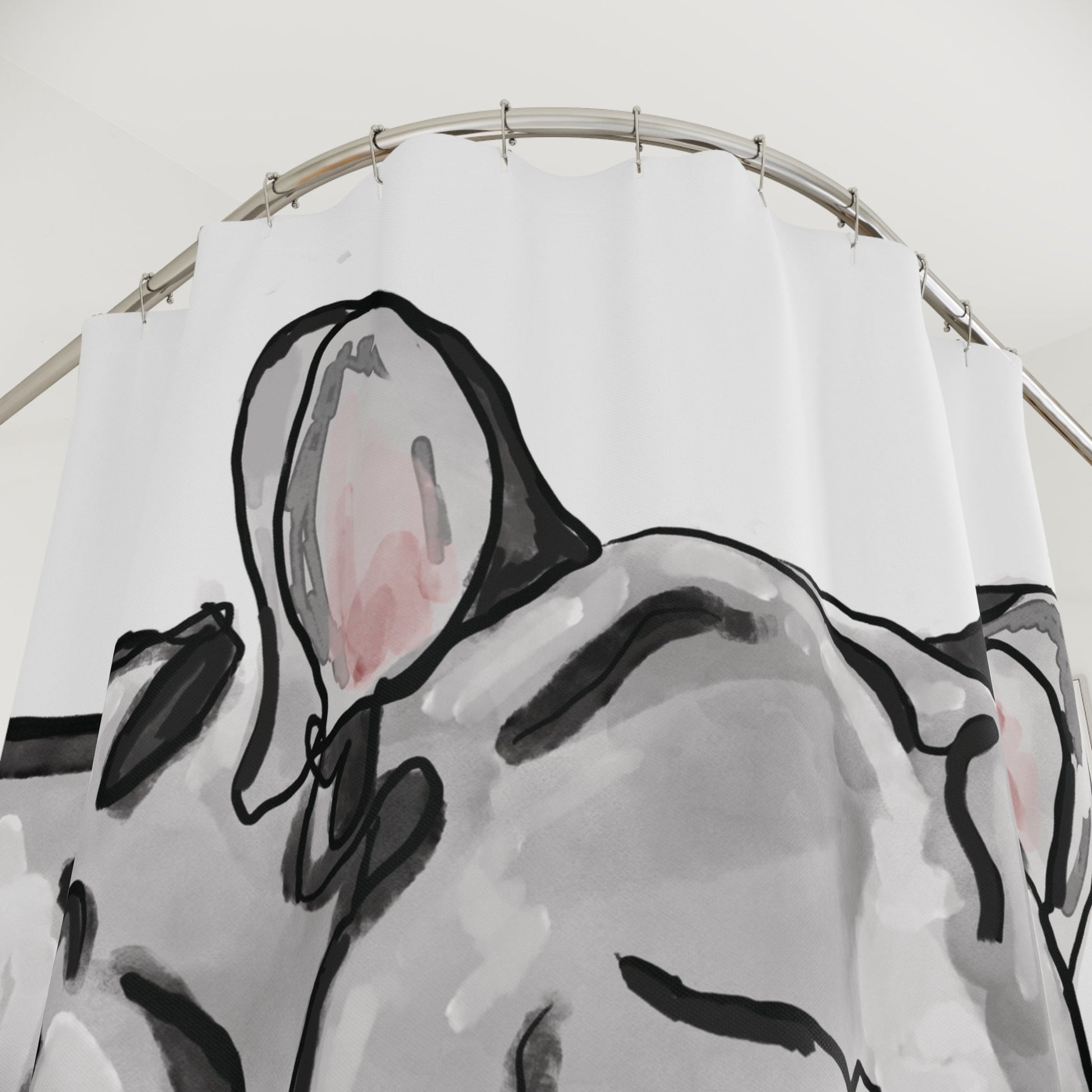 Cozy French Bulldog Shower Curtain - Perfect for Pet Lovers - Blue Cava