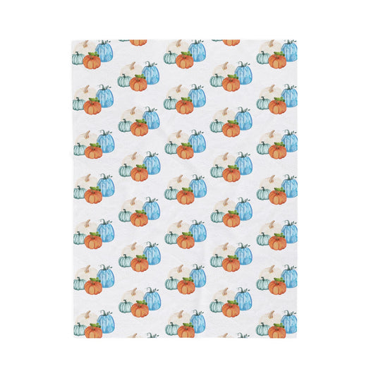 Cozy Pumpkin Plush Blanket, Fall Decor, Soft Throw for Autumn, Seasonal Gift, Warm Home Accessory - Blue Cava