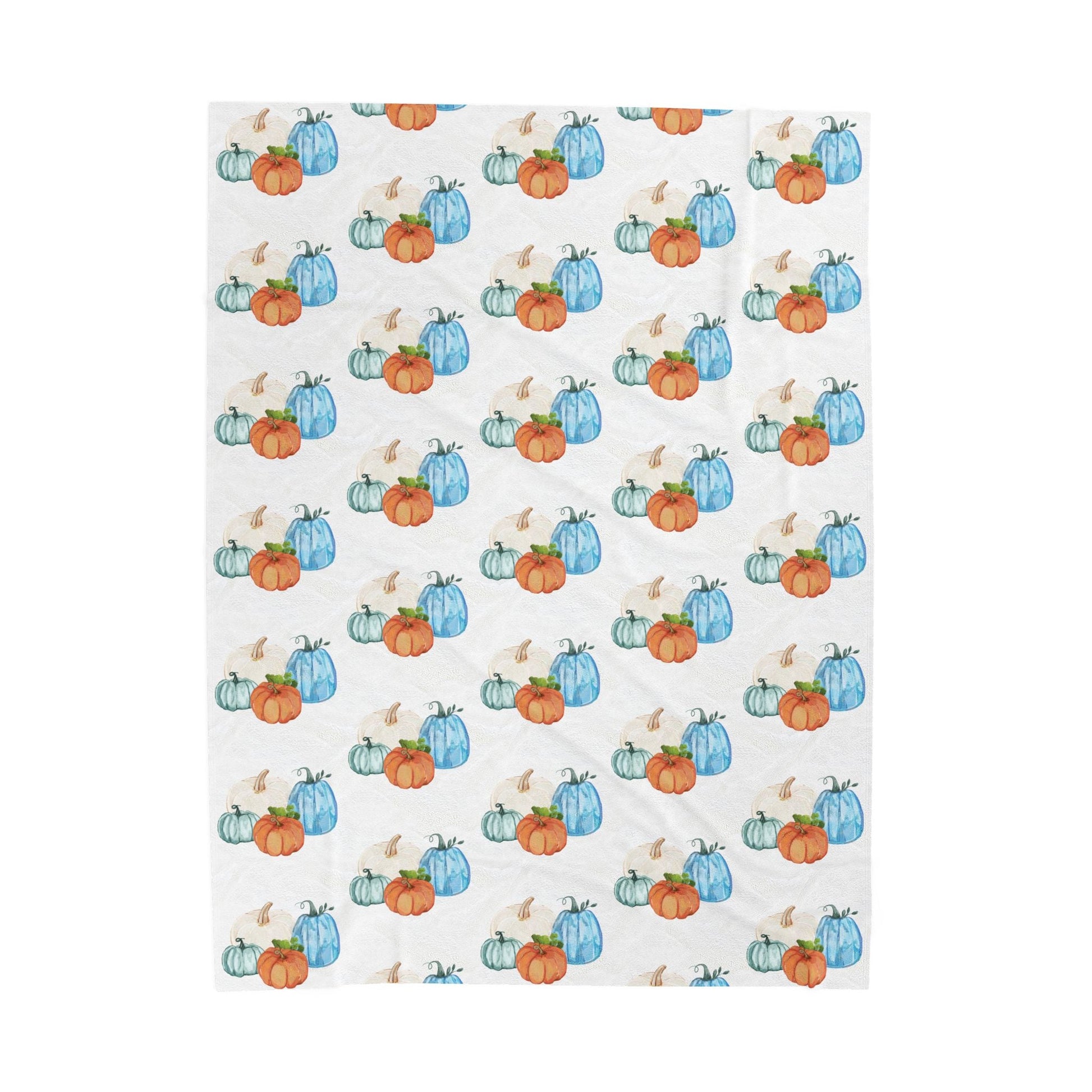 Cozy Pumpkin Plush Blanket, Fall Decor, Soft Throw for Autumn, Seasonal Gift, Warm Home Accessory - Blue Cava