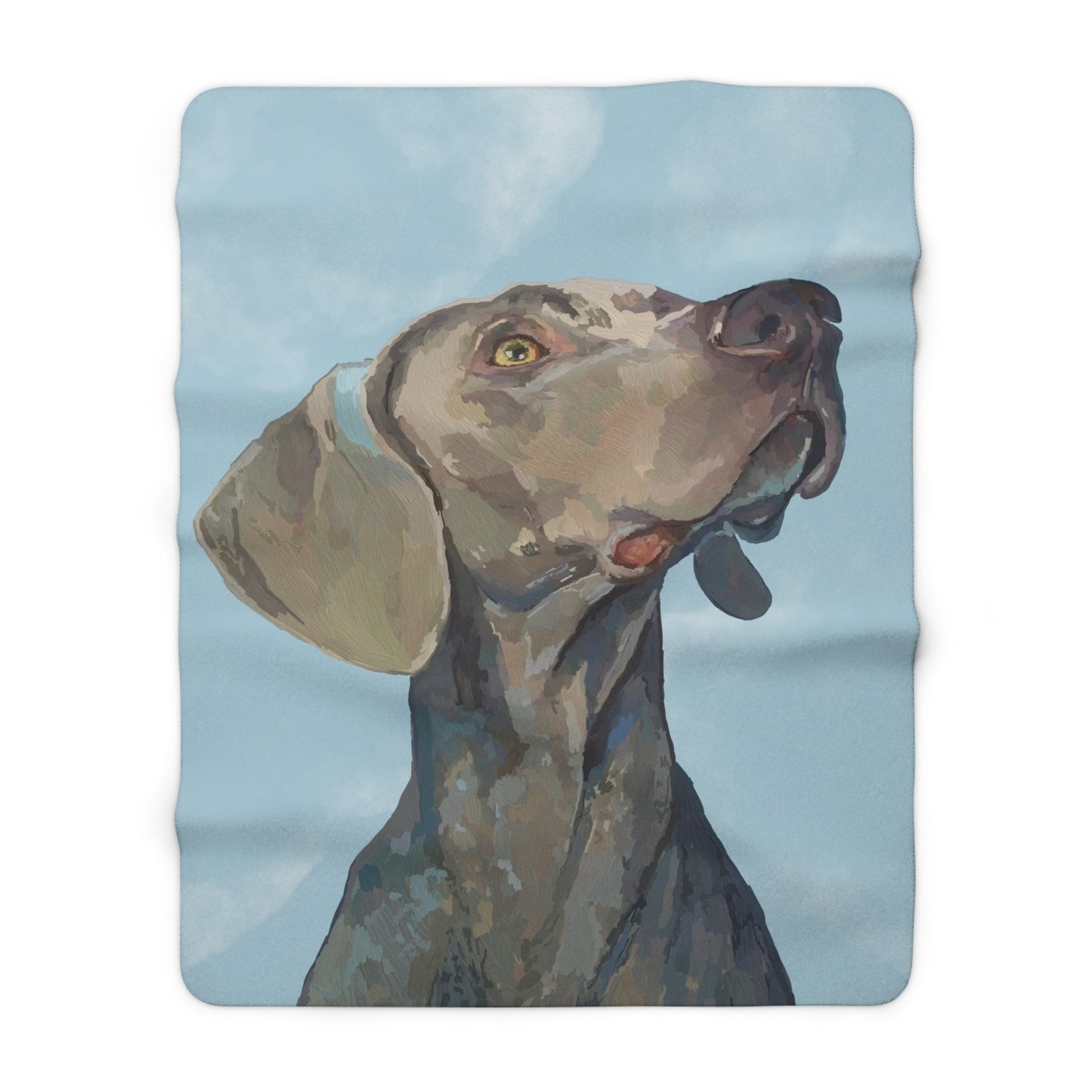 Cozy Weimaraner Dog Pet - Inspired Sherpa Blanket, Dog Lover Gift - Blue Cava