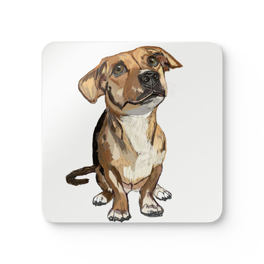 Curious Dog Cork Coaster Set - Ideal Pet Lover Gift - Blue Cava