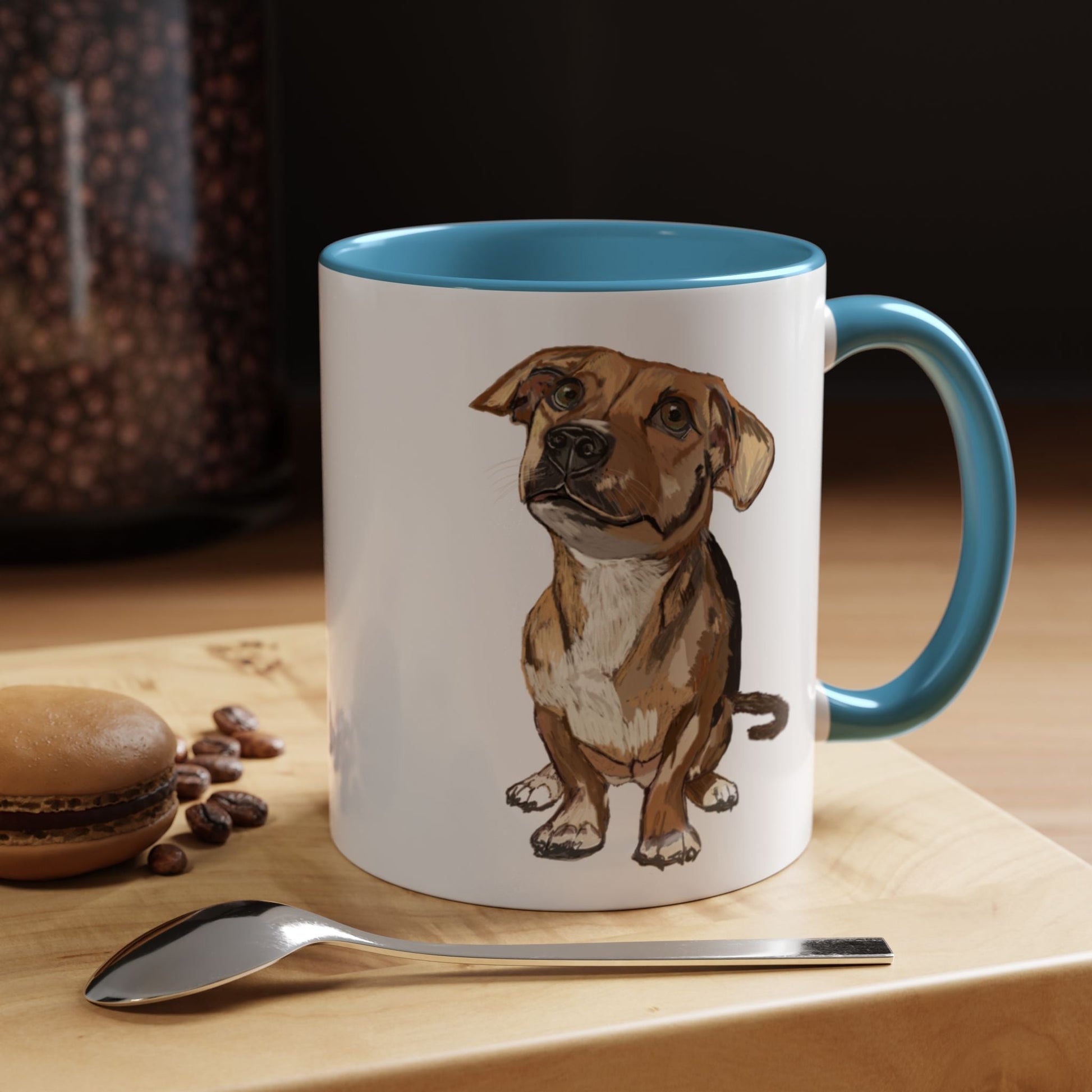 Curious Dog Two Tone Ceramic Mug - 11 oz & 15 oz - Blue Cava