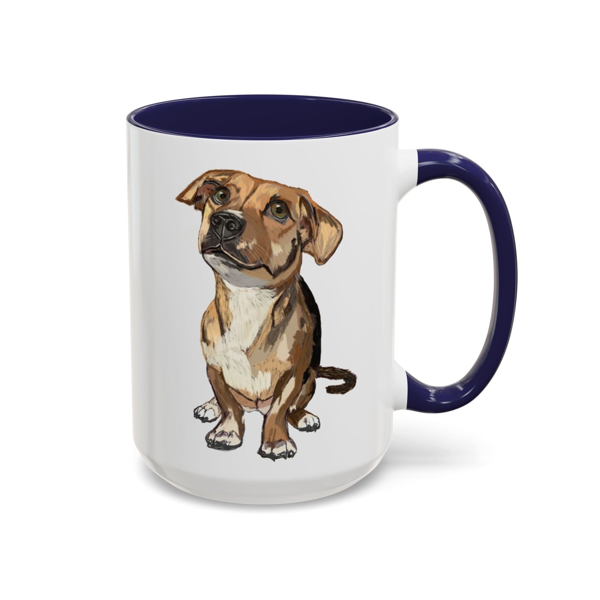 Curious Dog Two Tone Ceramic Mug - 11 oz & 15 oz - Blue Cava