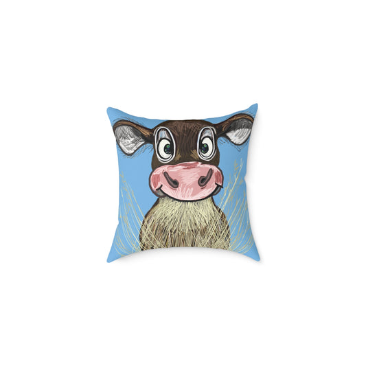 Cute Cow Square Pillow, Farmhouse Decor Home Accent - Blue Cava