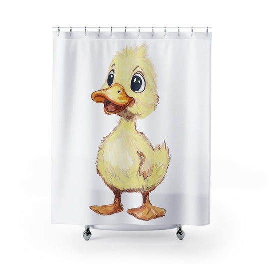 Cute Duck Shower Curtain - Fun Bathroom Decor for Kids and Animal Lovers - Blue Cava