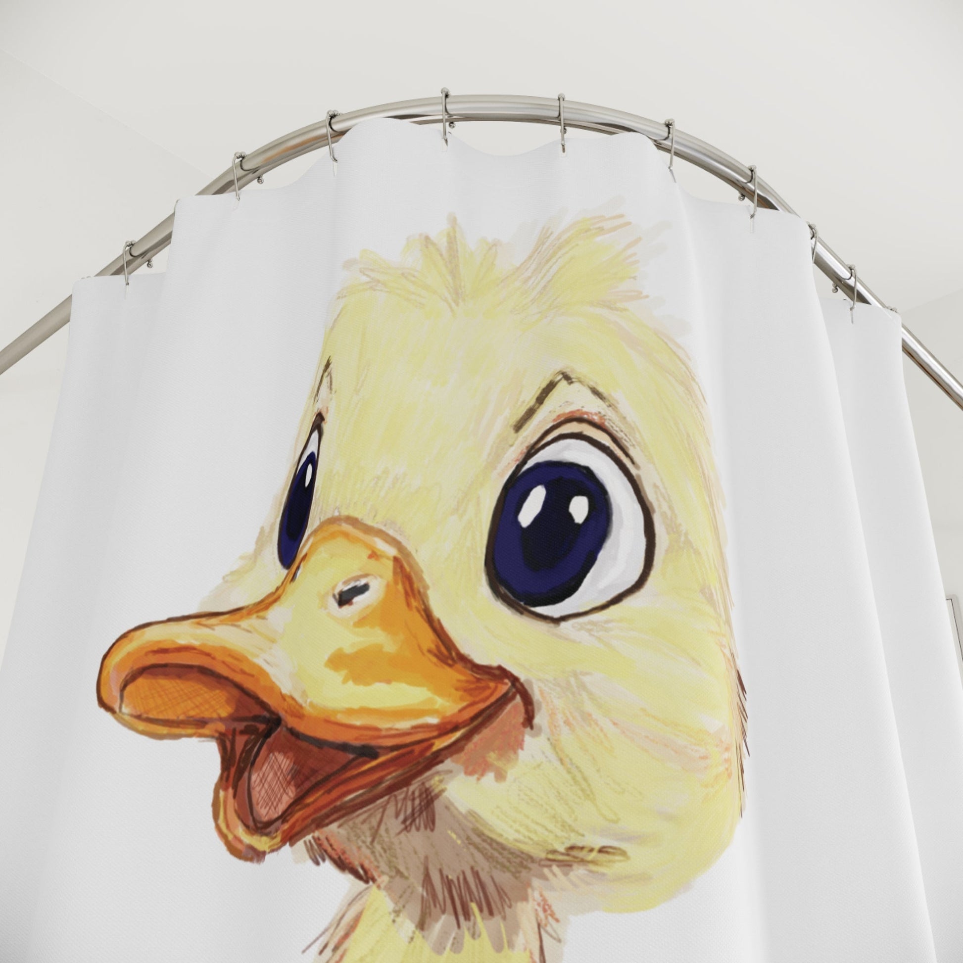 Cute Duck Shower Curtain - Fun Bathroom Decor for Kids and Animal Lovers - Blue Cava
