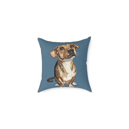 Dog Portrait Square Poly Canvas Pillow - Perfect for Pet Lovers - Blue Cava